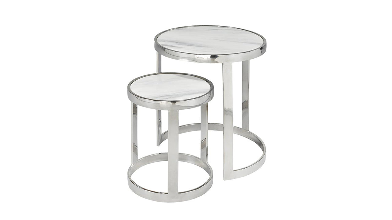 Round Faux Marble Top Nesting Tables