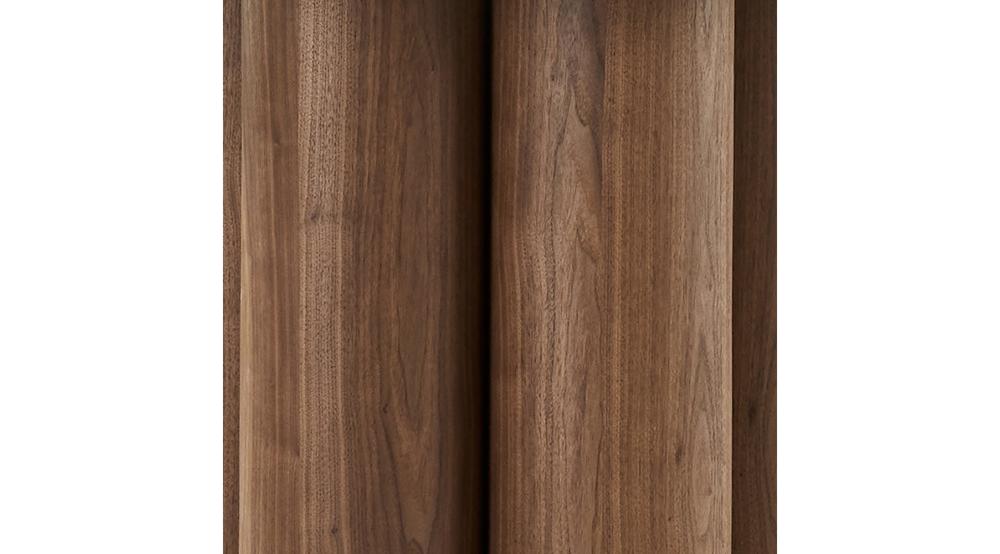 Seaton Round Accent Table in Walnut and Travertine