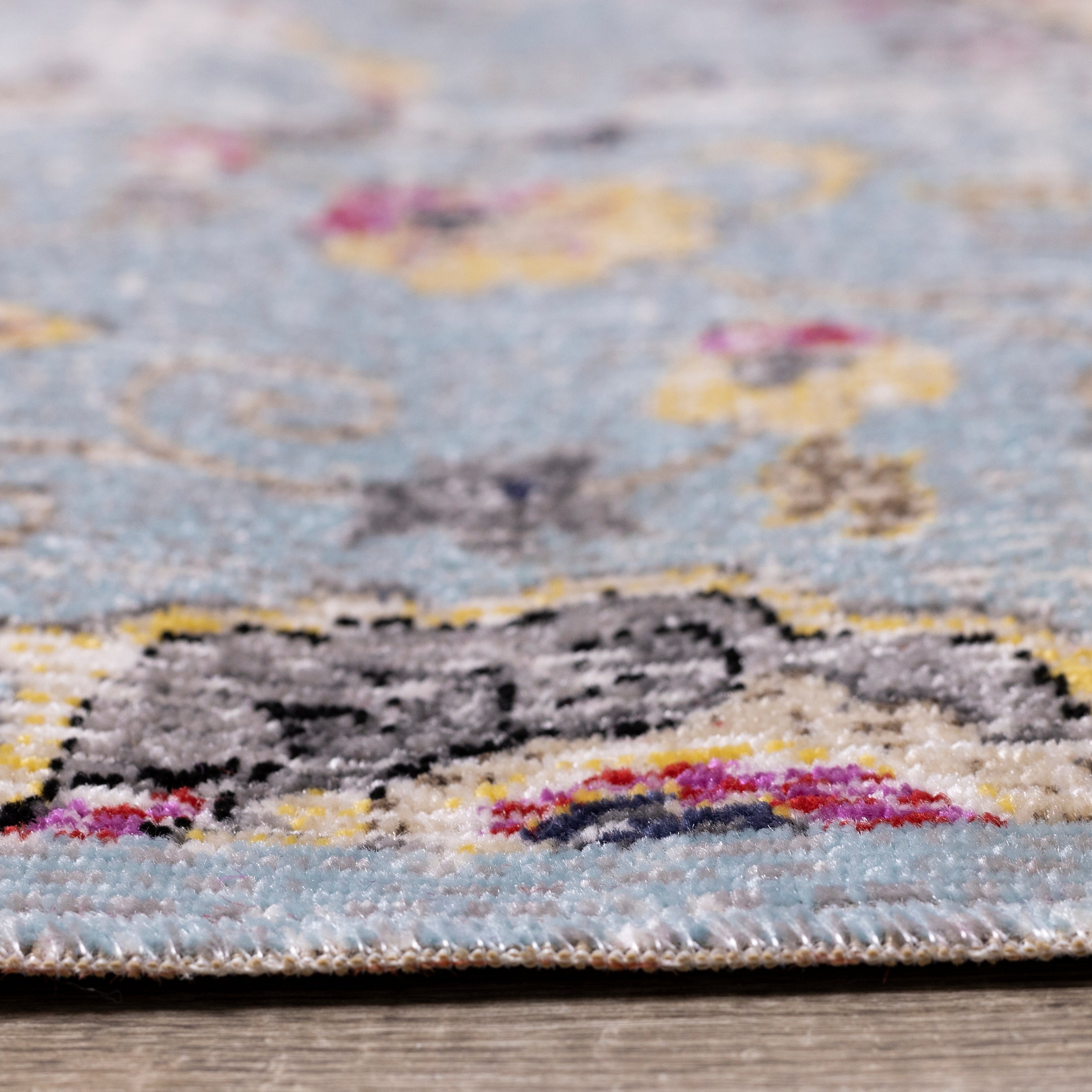 Sara Blue Yellow Jewel Centre Rug