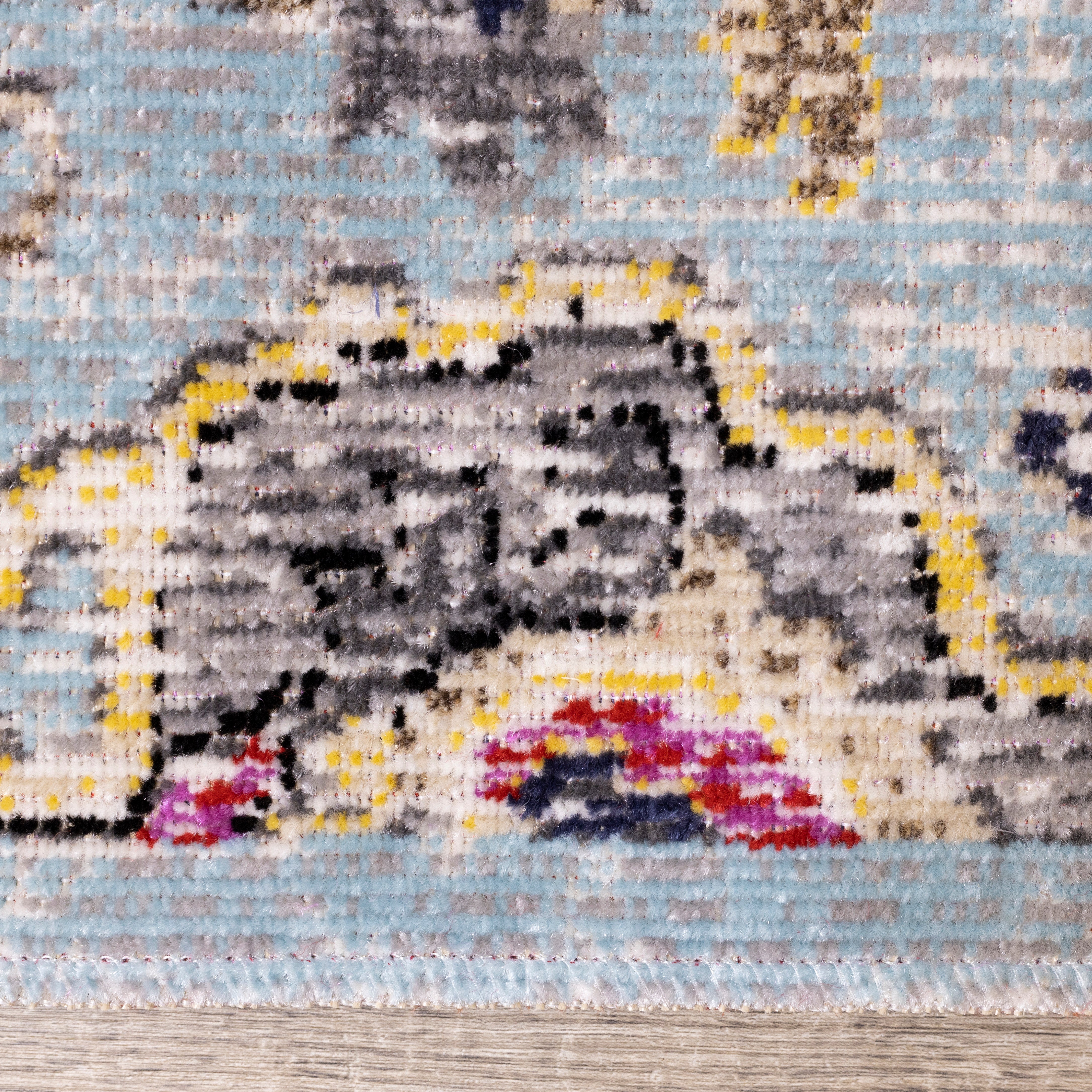 Sara Blue Yellow Jewel Centre Rug