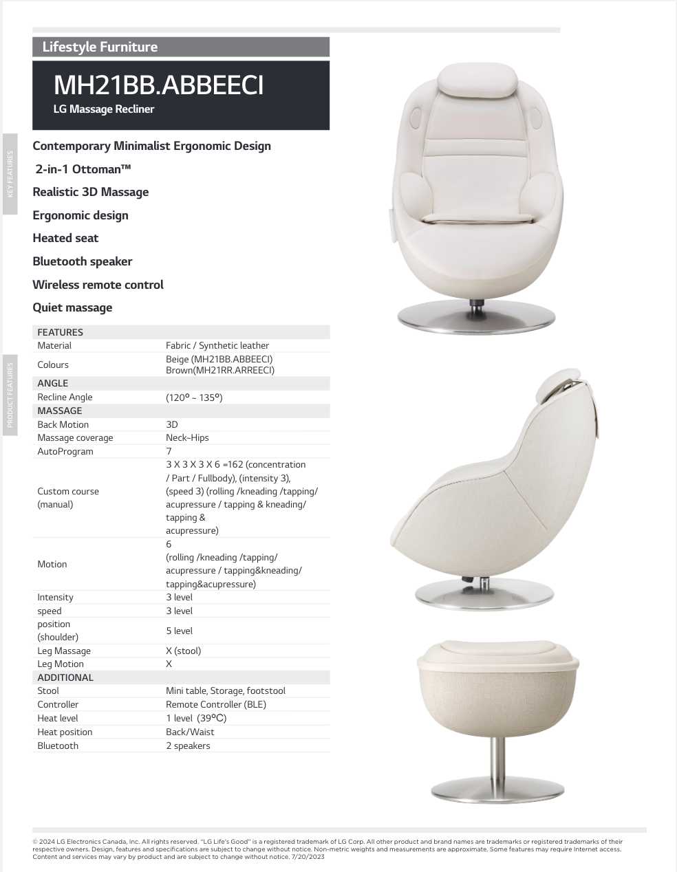 LG Massage Recliner