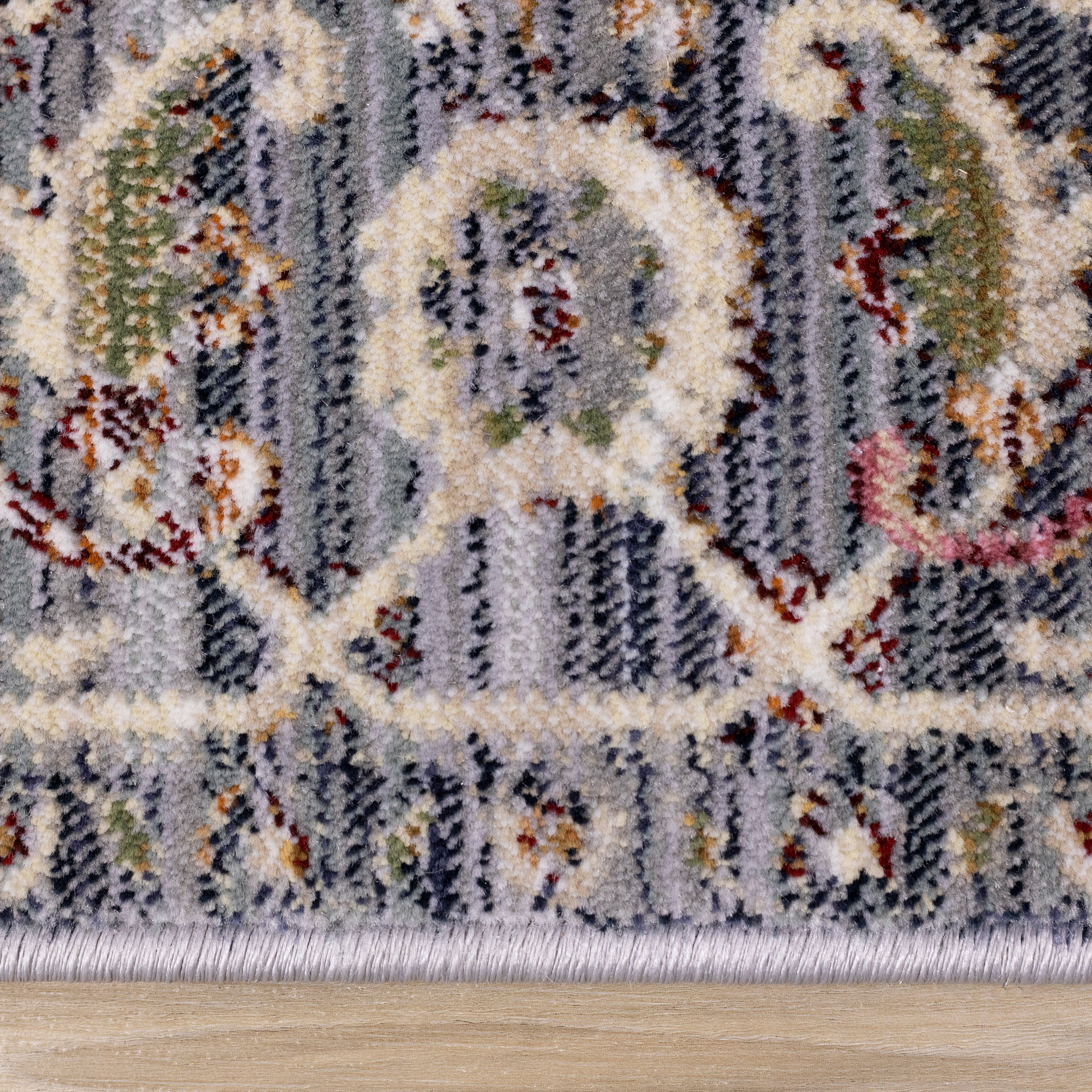 Serene Pink Cream Blue Elaborate Border Rug