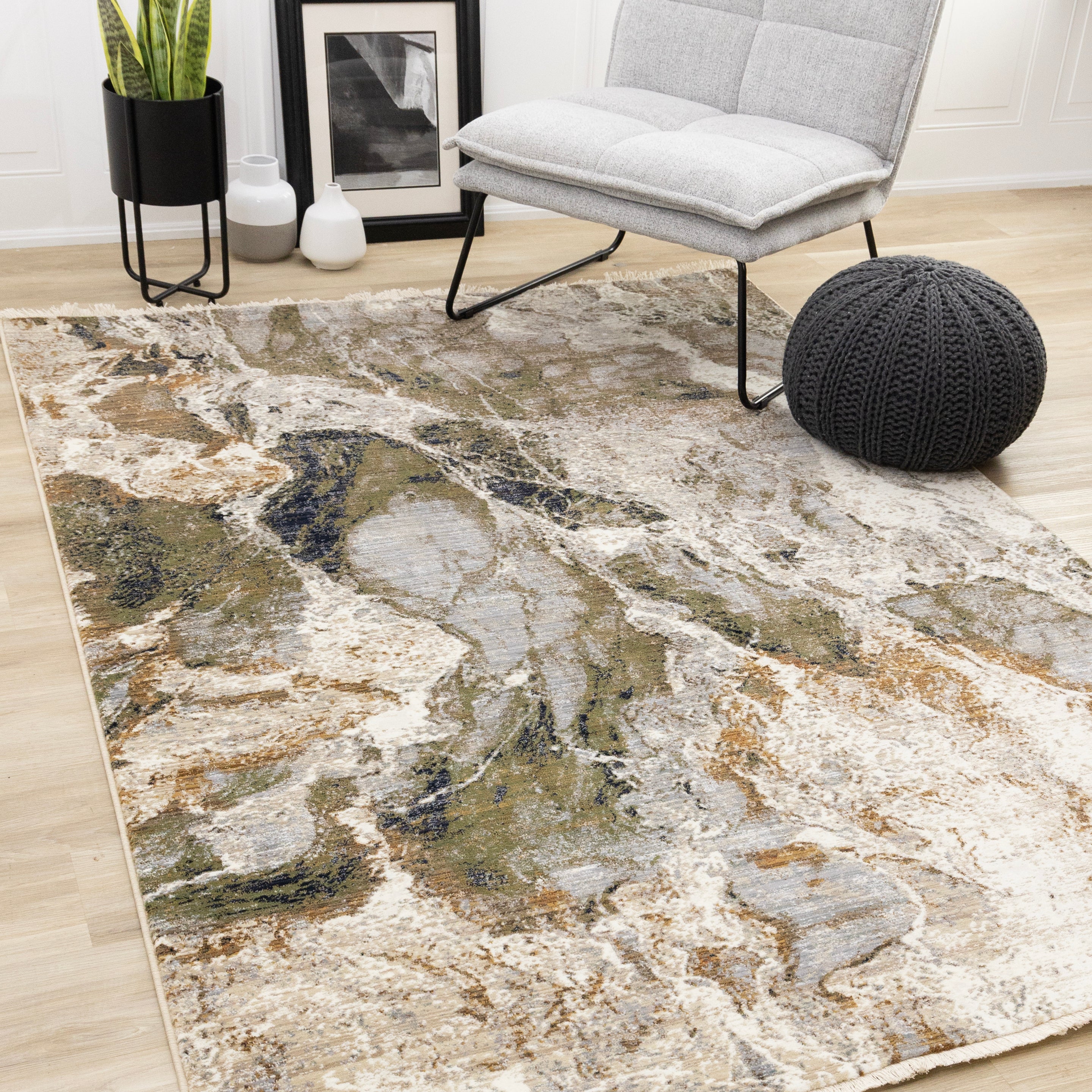 Serene Multi Distressed Marble Rug