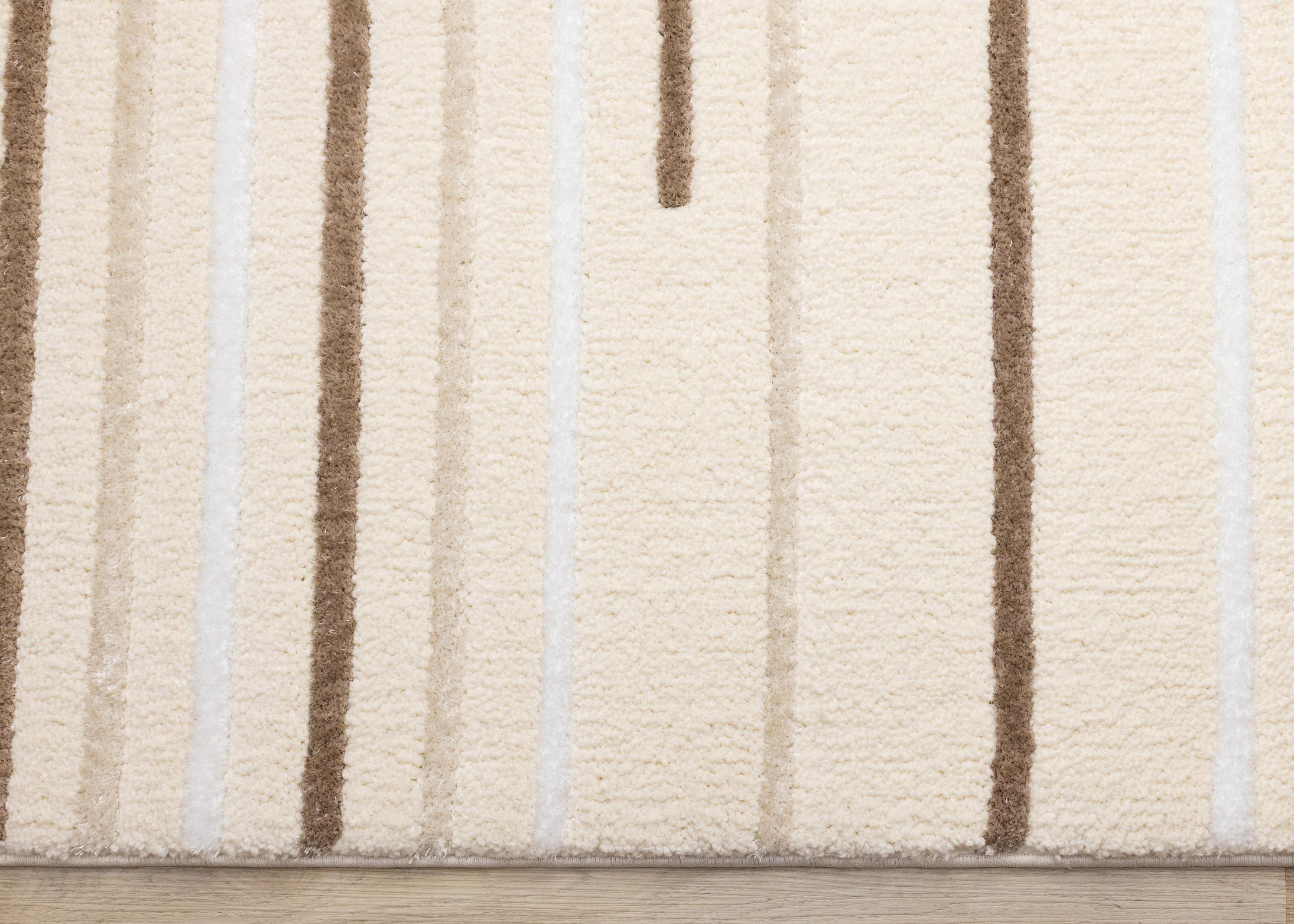 Sully Cream Brown White Staggered Lines Rug