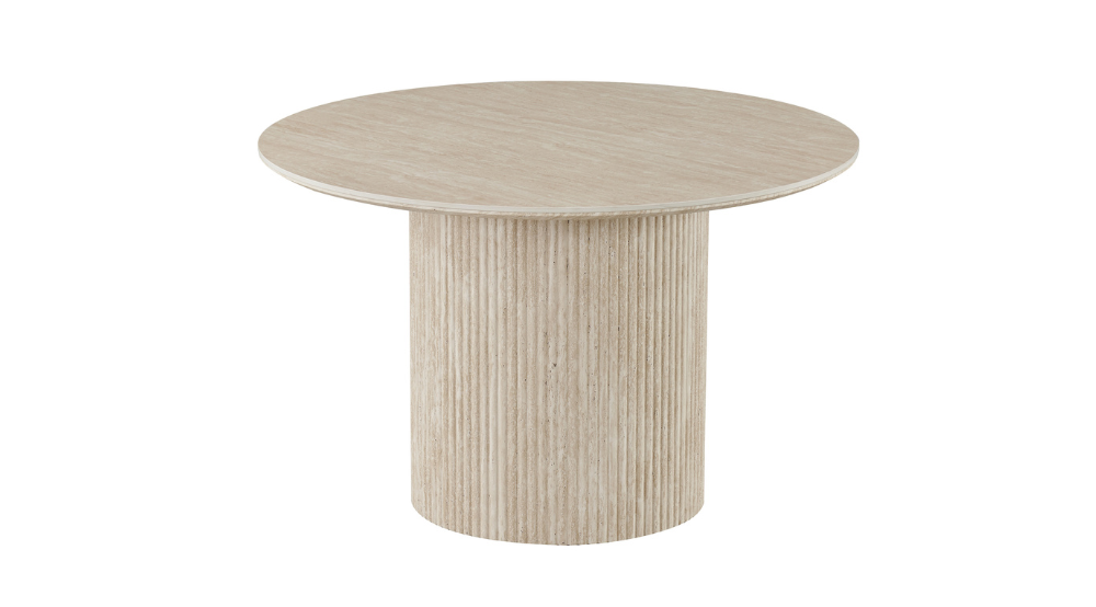Thalia and Celest 5pc Dining Set - Ivory and Travertine Table and Dark Taupe Chairs