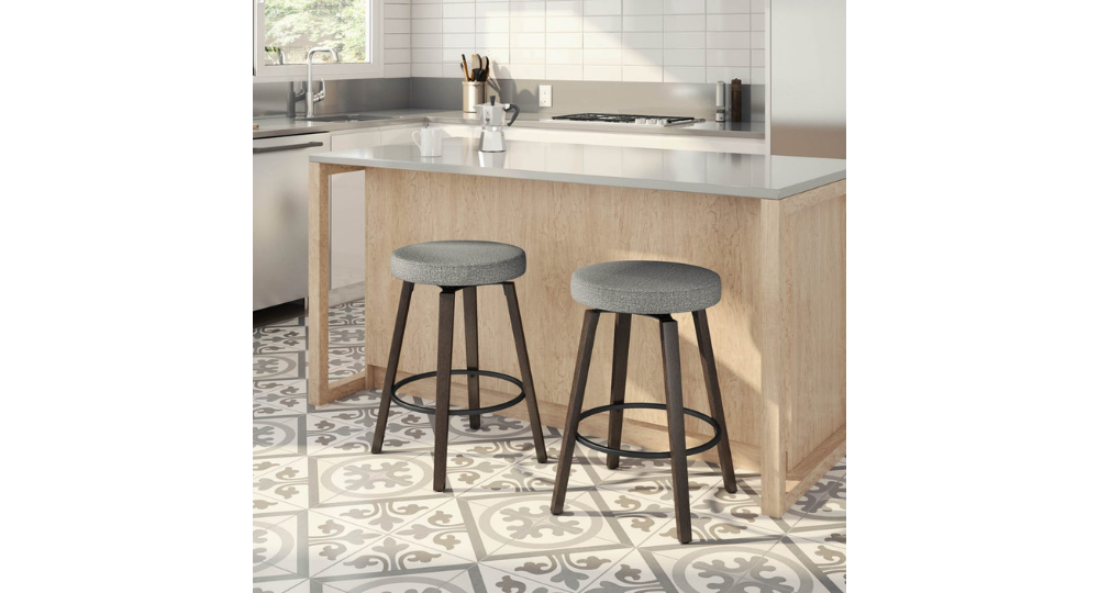 Amisco Walden 44342-26/25KZ96  Swivel stool (Upholstered seat with solid wood legs (birch) and metal footrest)