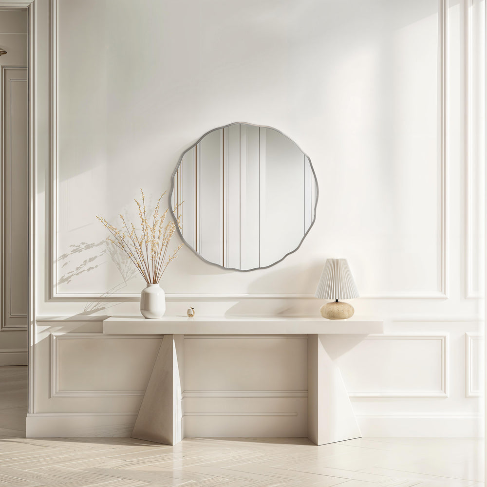 Knox 40" H x 40" W Wall Mirror, Silver - White Label Lifestyle Image - MT2734