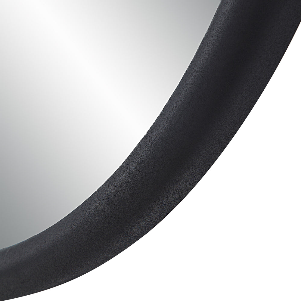 Namur 36" Tall Round Mirror, Matte Black - Detail Image - MT2630