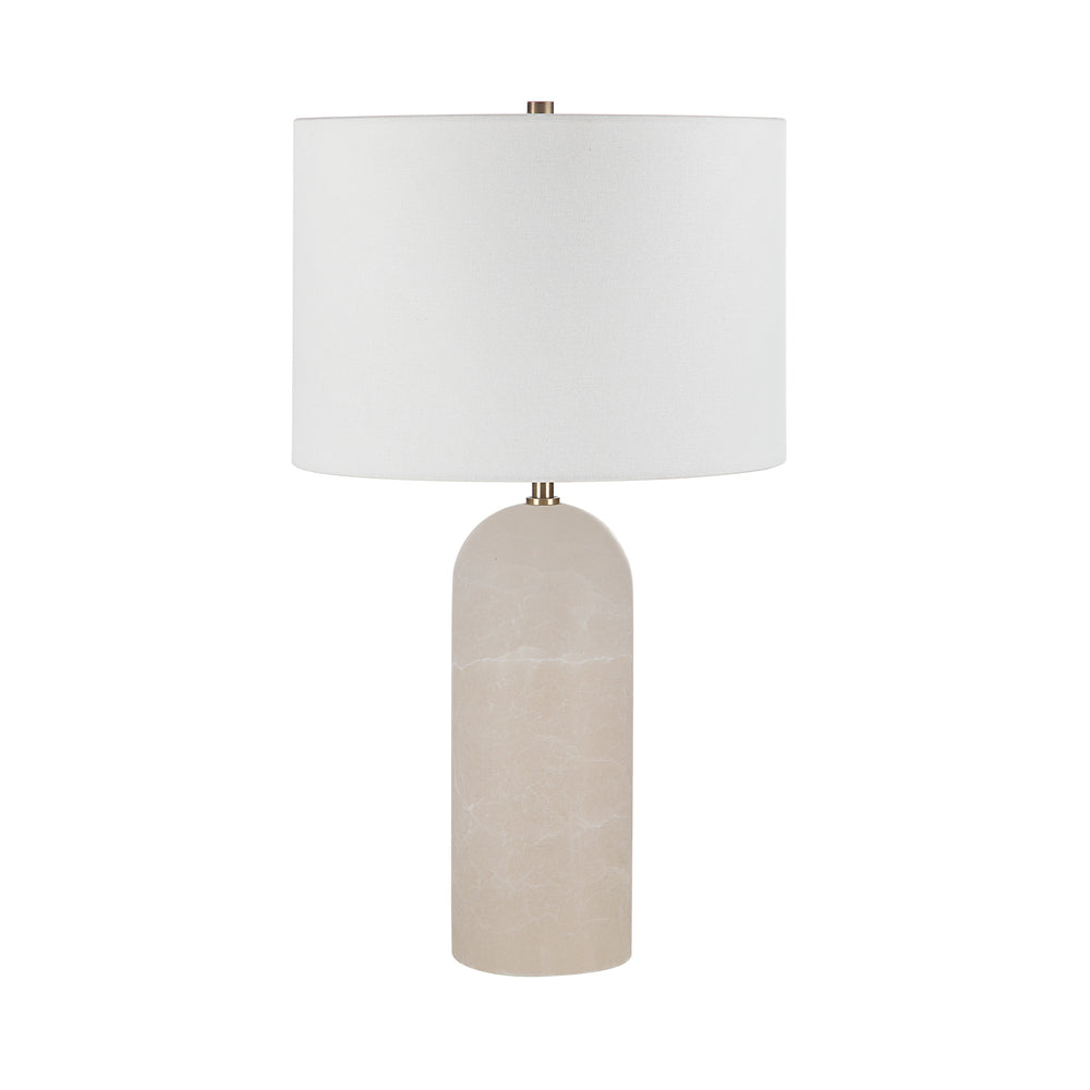 Ixia 25" Tall Plated Antique Brushed Brass Iron Table Lamp with Drum Linen Shade - Main Image - LPT1263