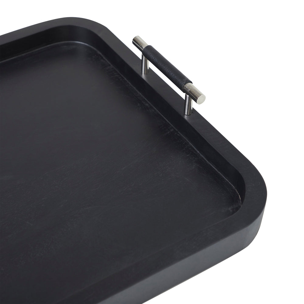 Hudson Indoor Mango Wood Tray, Black - Detail Image - STA790