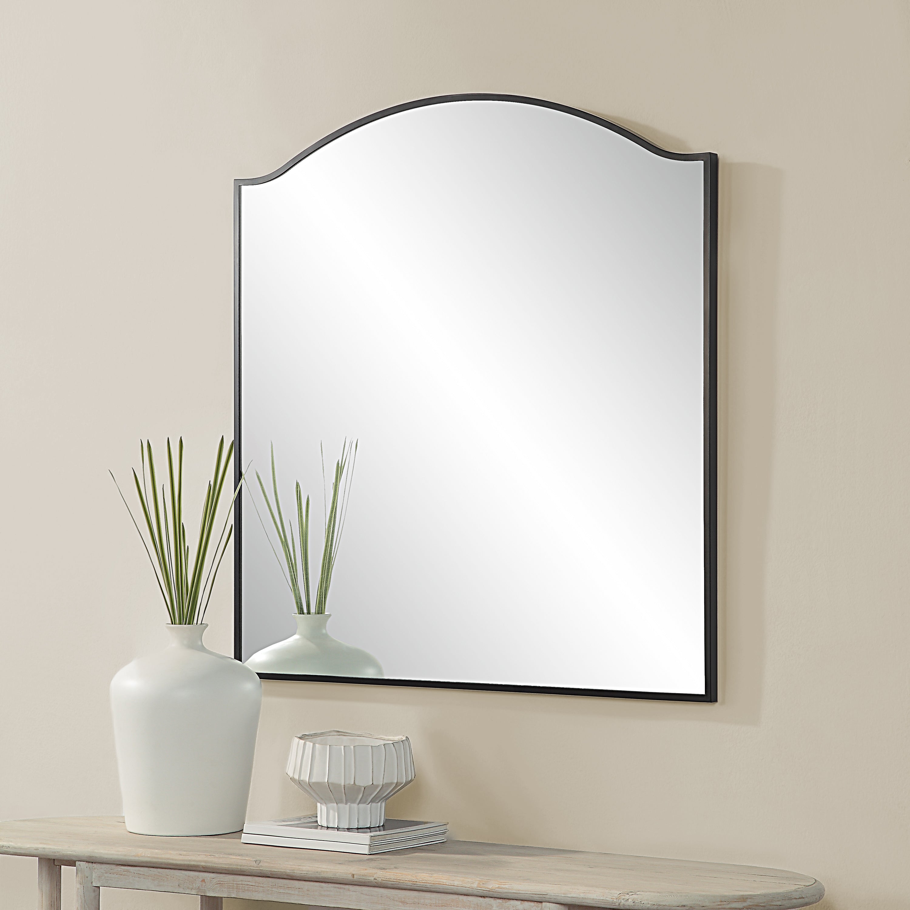 Bandon 40" Tall Arch Wall Mirror, Black - Lifestyle Image - MT2642