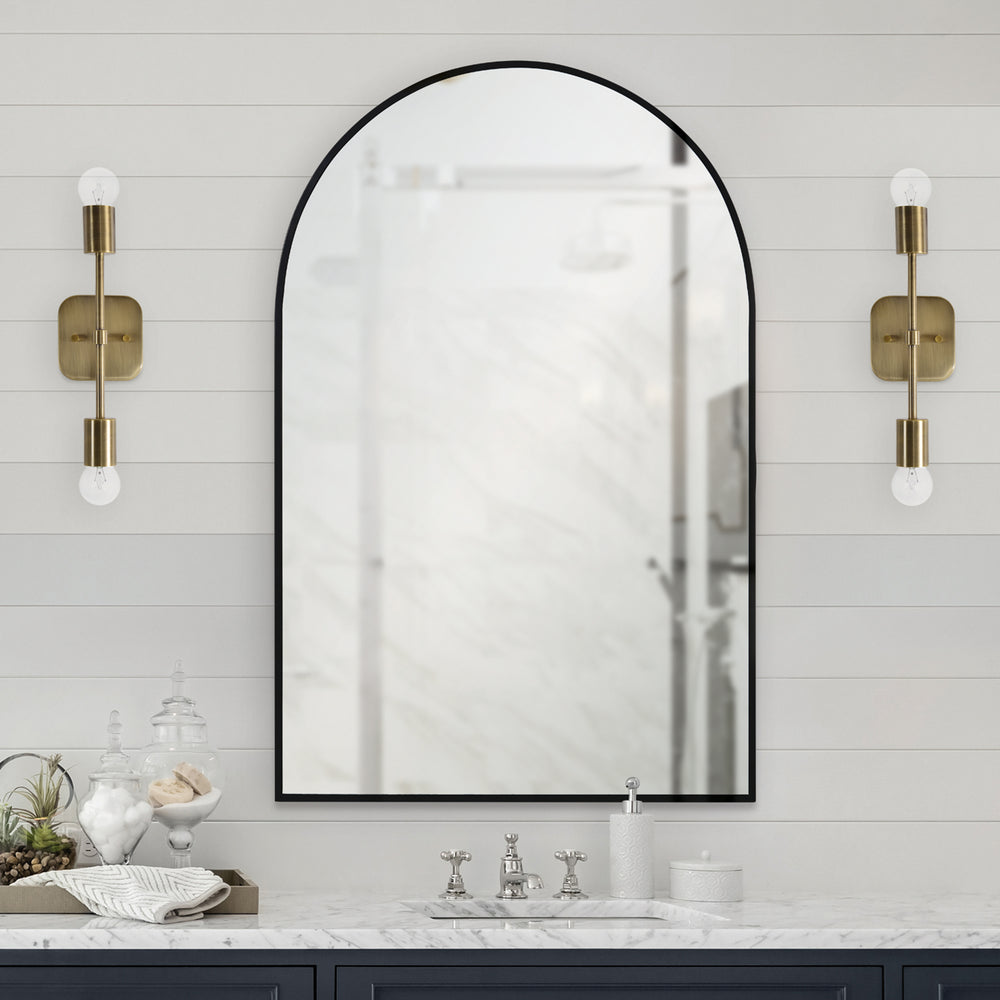 Waren 36" Tall Arch Wall Mirror, Black - Lifestyle Image - MT2451