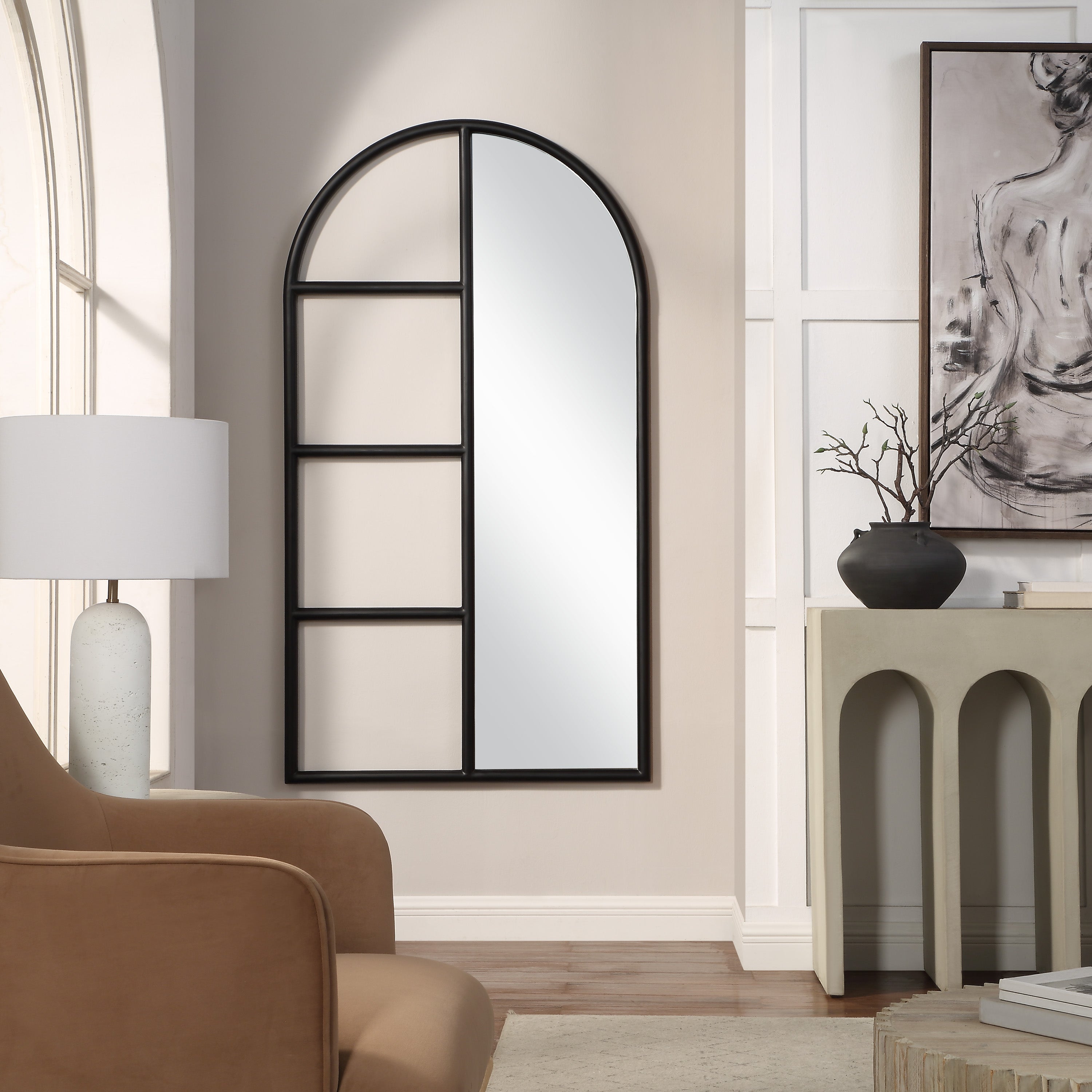 Trellis 69.75" H x 38" W Wall Mirror, Black - Lifestyle Image - MT2553