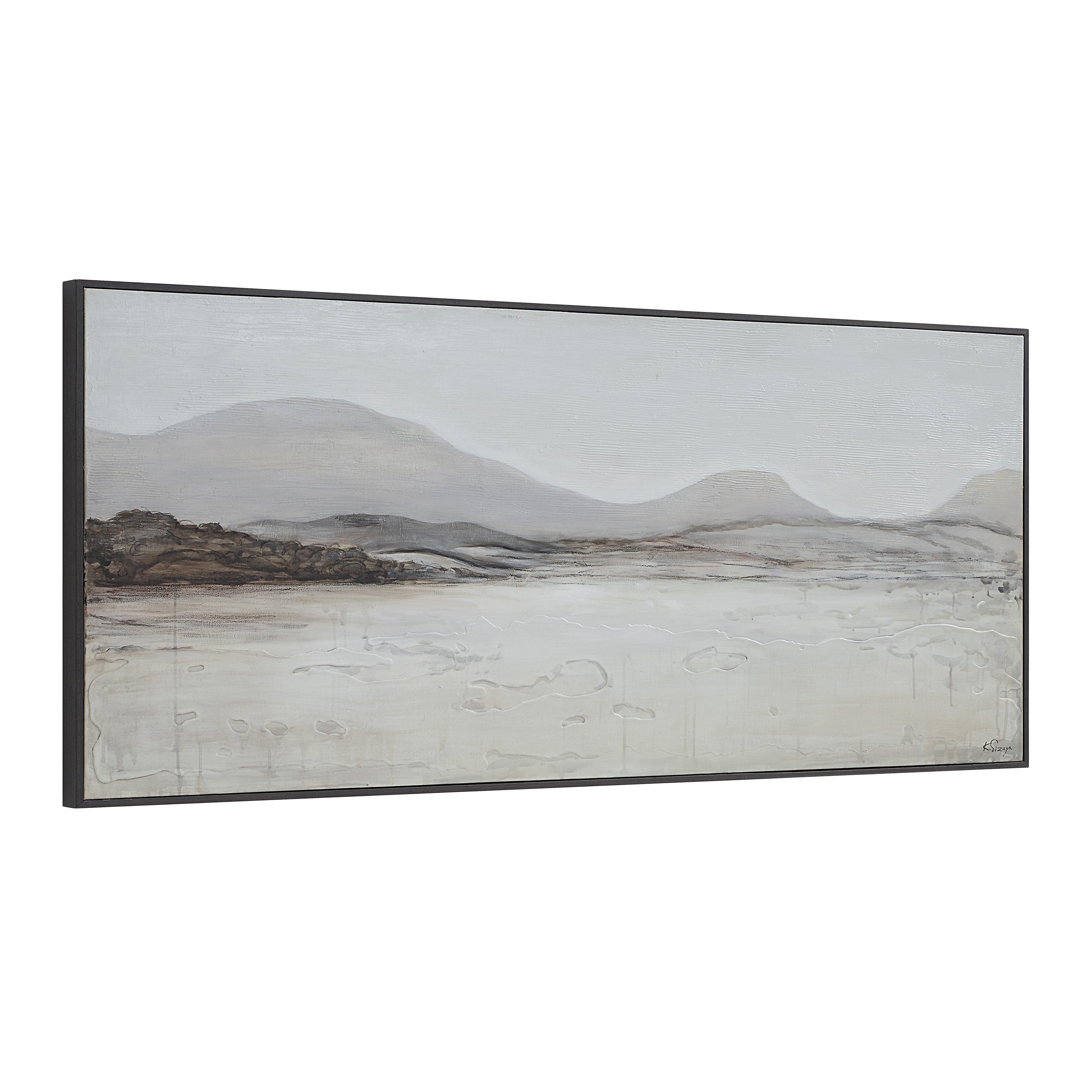 Campania 70" Wide Canvas Art, White, Grey, Beige - Angle Image - OL2175