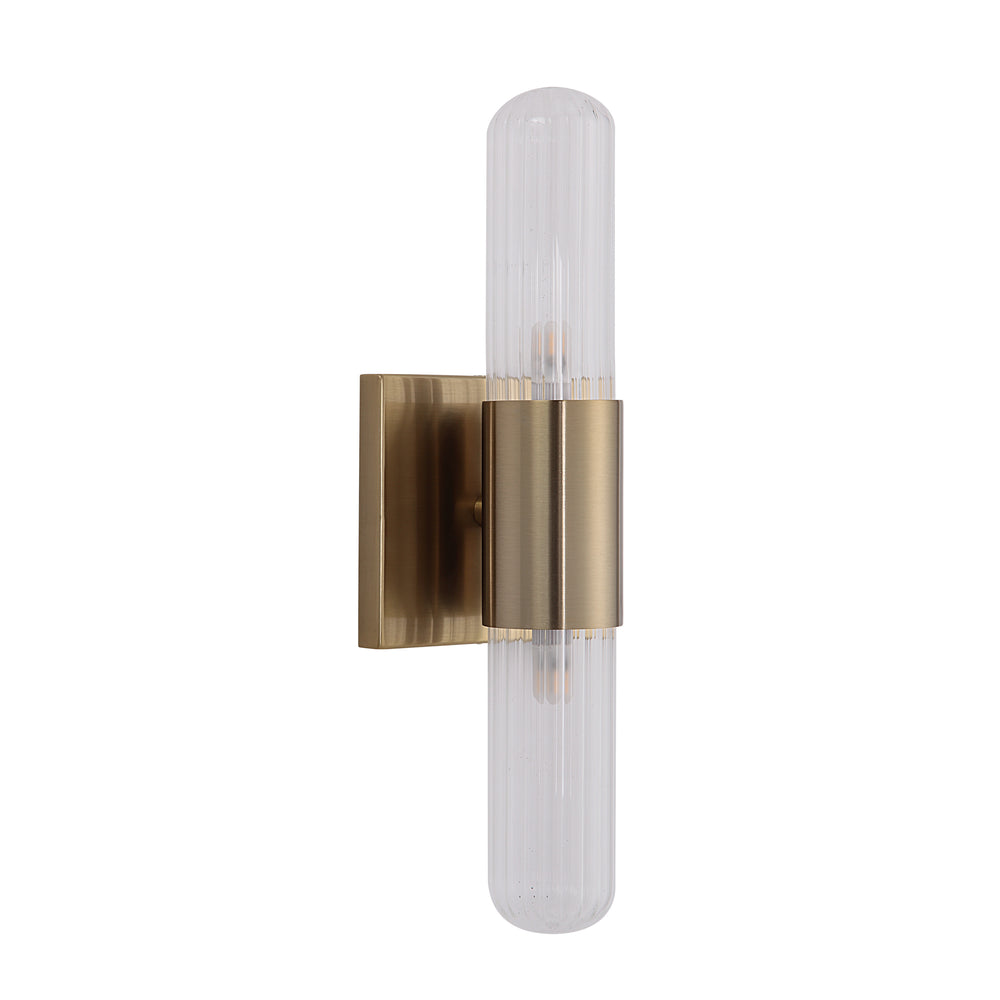 Chiara 15.75" Ribbed Clear 2-Light Wall Sconce - Main Image - WS134