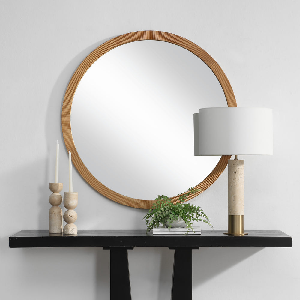 Noto 40" H x 40" W Wall Mirror, Brown - Lifestyle Image - MT2707