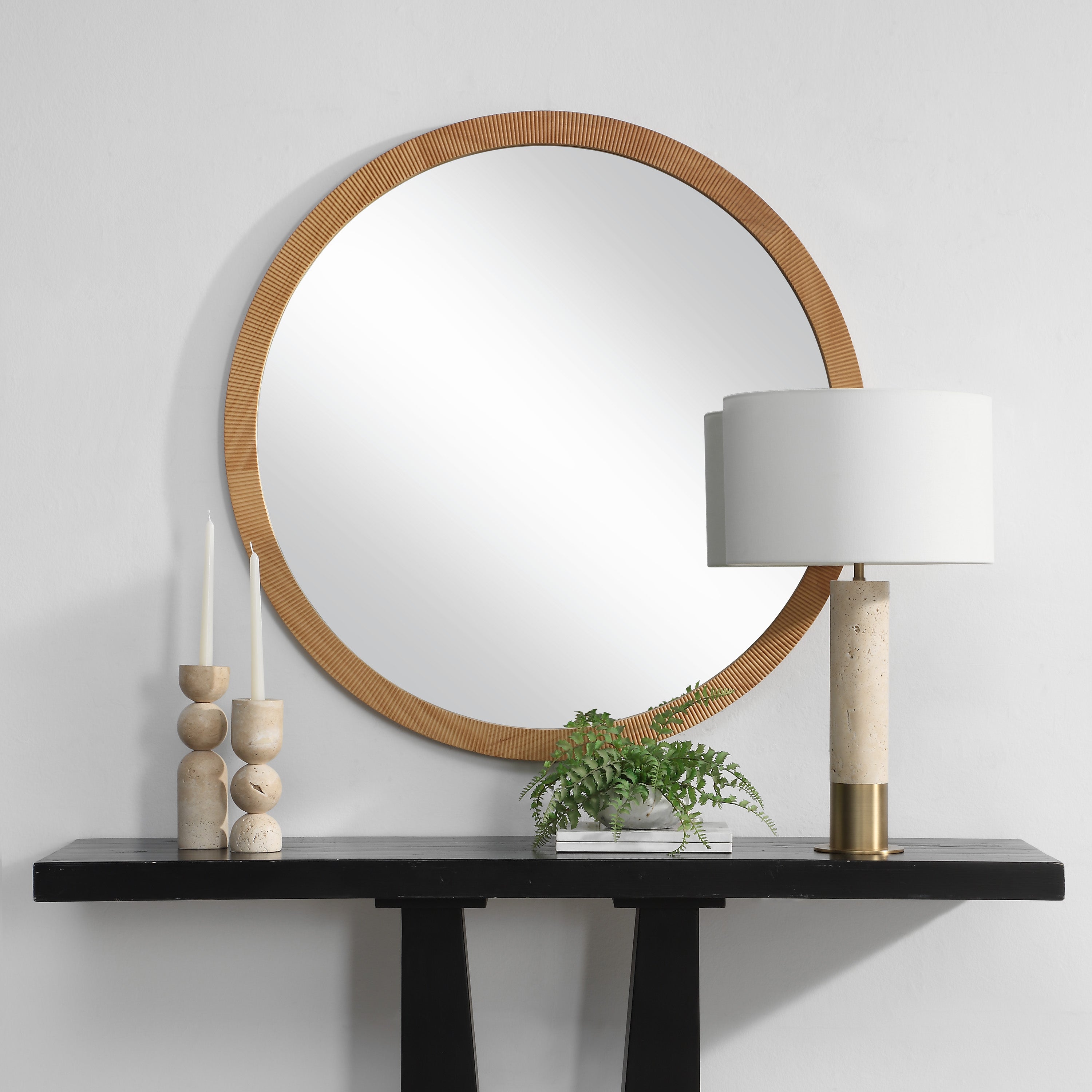 Noto 40" H x 40" W Wall Mirror, Brown - Lifestyle Image - MT2707