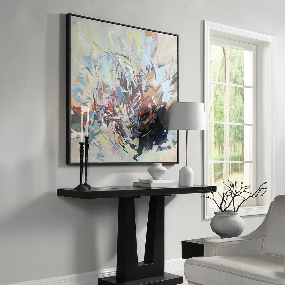 Iman 50" H x 50" W Canvas Art, White - Lifestyle Image - OL2181