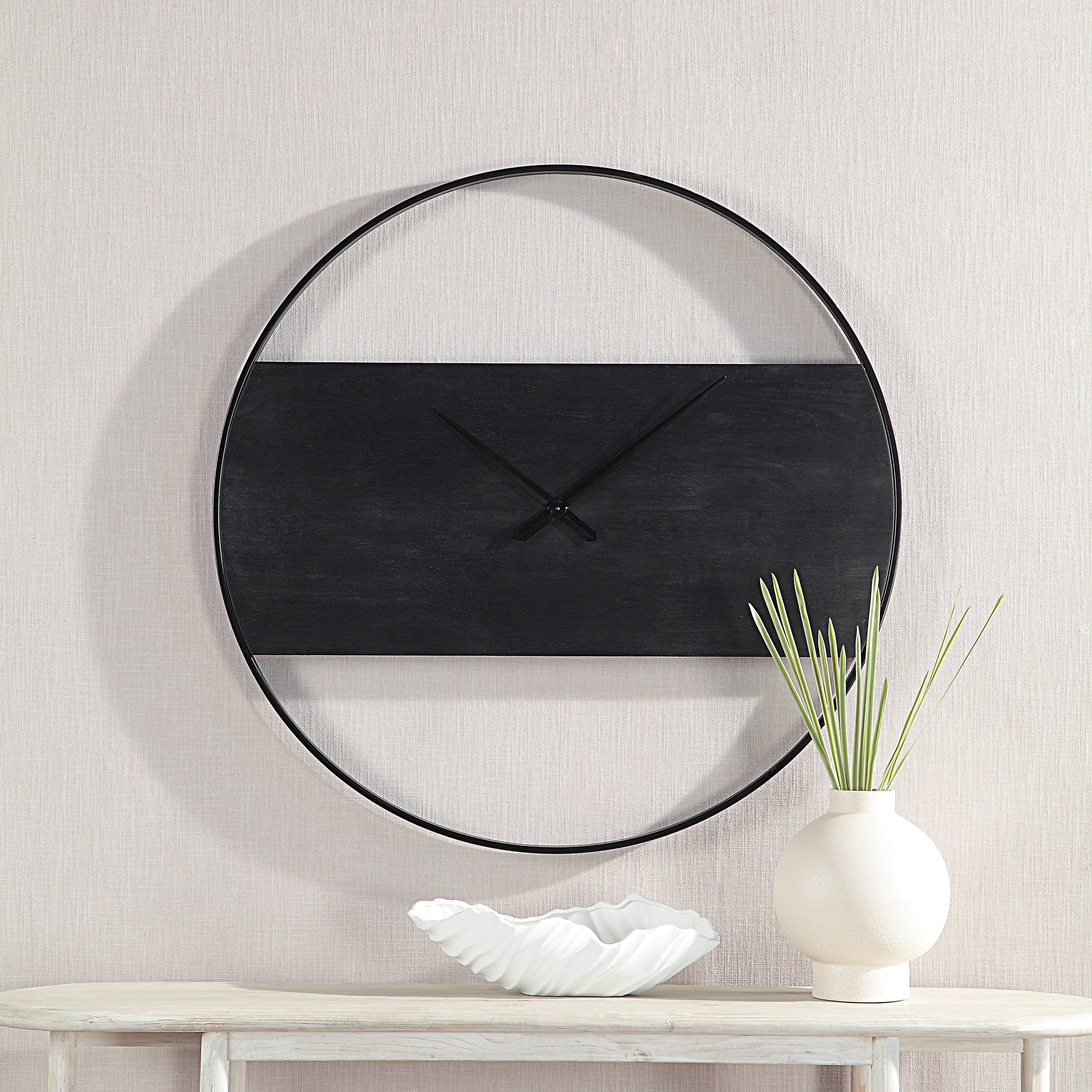 Romy Indoor Iron Wall Clock, Matte Black - Lifestyle Image - CL256