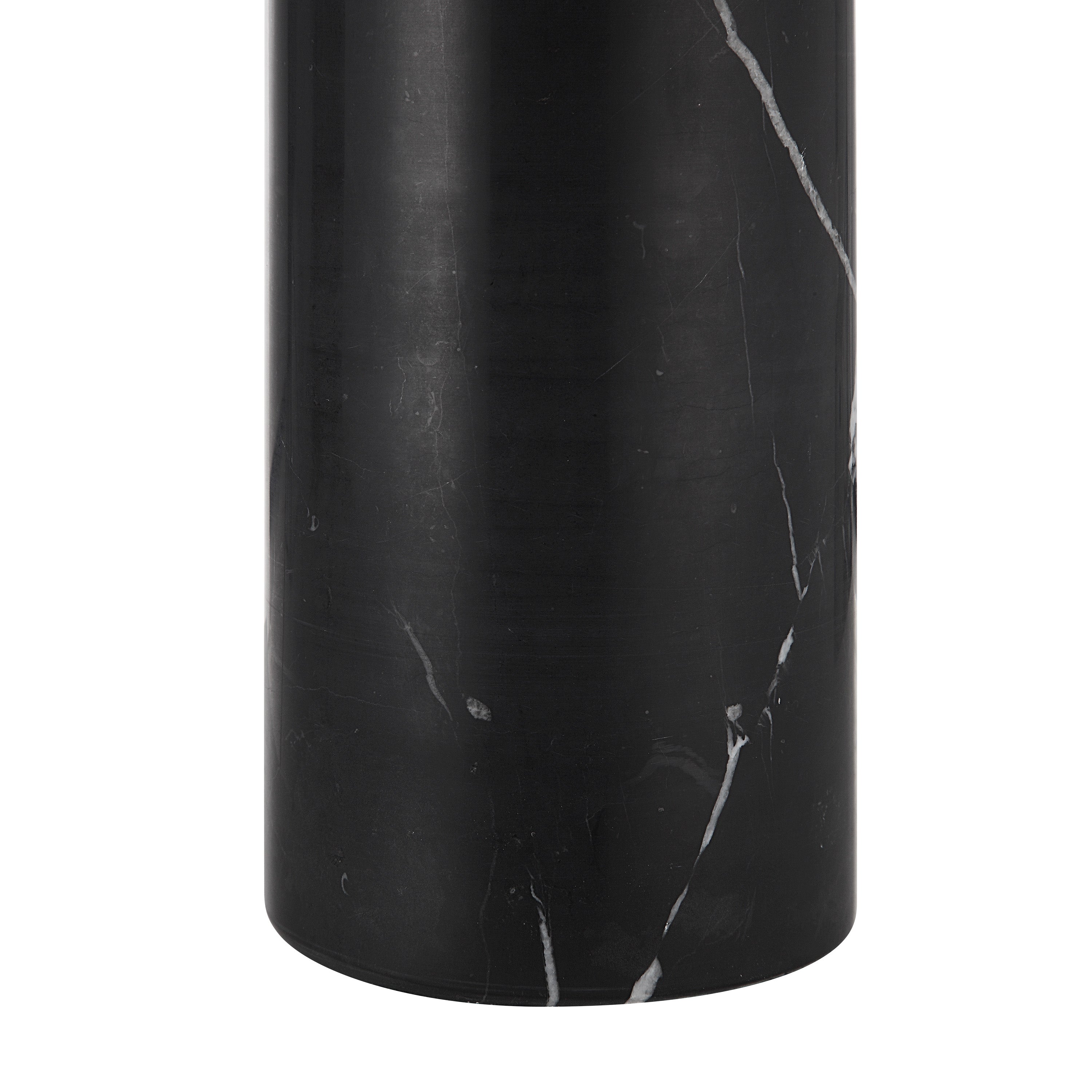 Tyne 25" Tall Powder Coated Matte Black Iron Table Lamp with Drum Linen Shade - Detail Image - LPT1273