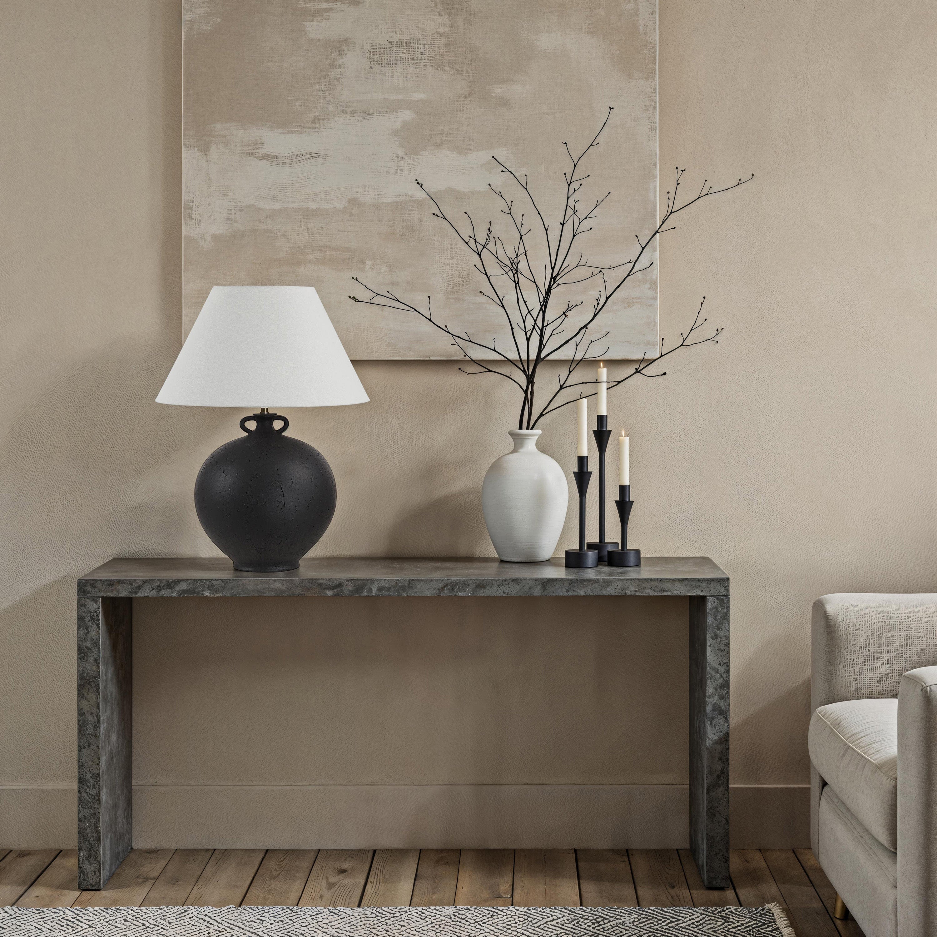 Alicia 24.5" Height Table Lamps, Antique Black - White Label Lifestyle Image - LPT1367