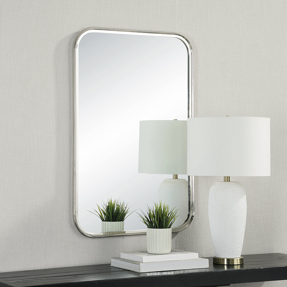 Sylvie 36" Tall Rectangle Wall Mirror, Grey - White Label Lifestyle Image - MT2670