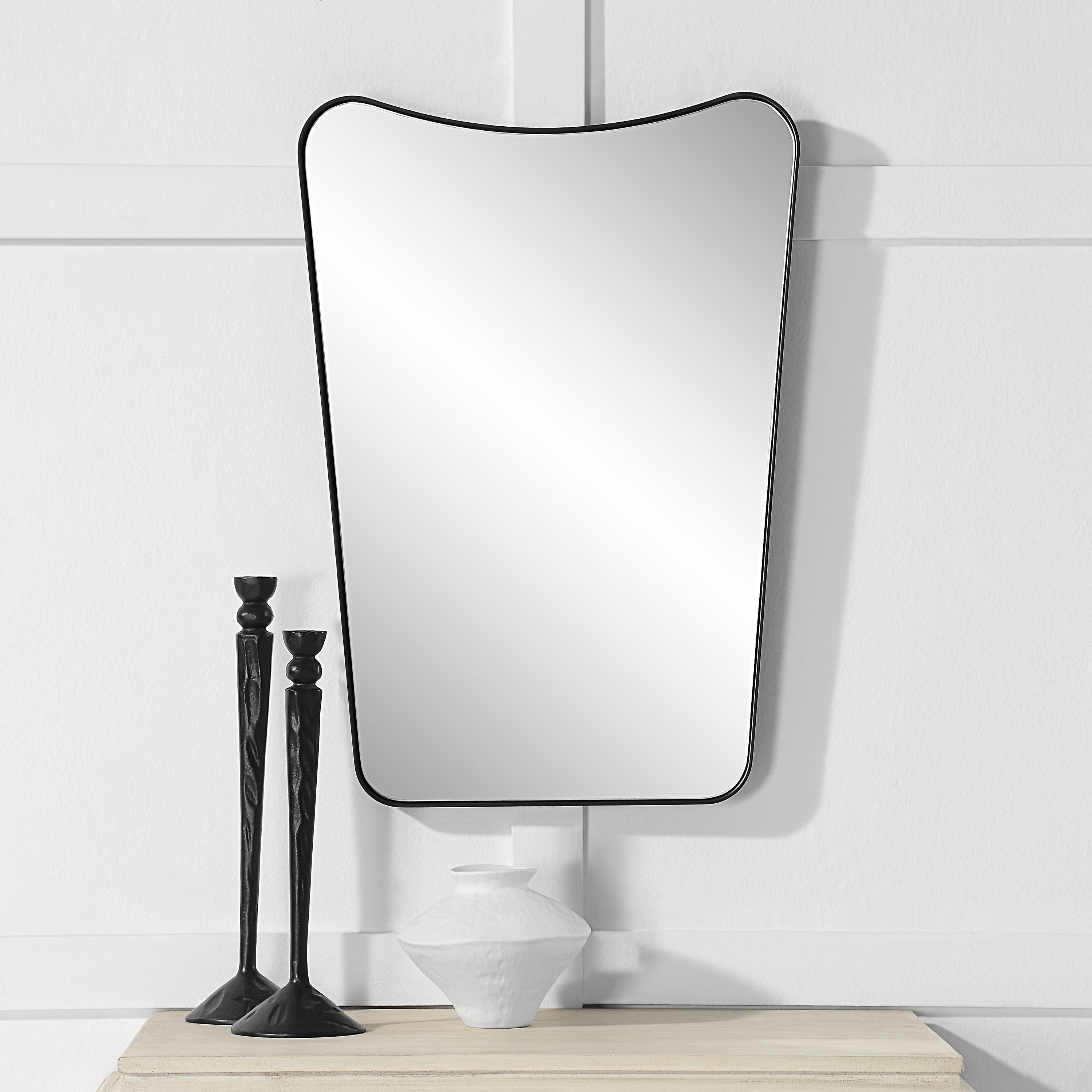 Kateri 28" Tall Irregular Wall Mirror, Black - Lifestyle Image - MT2676