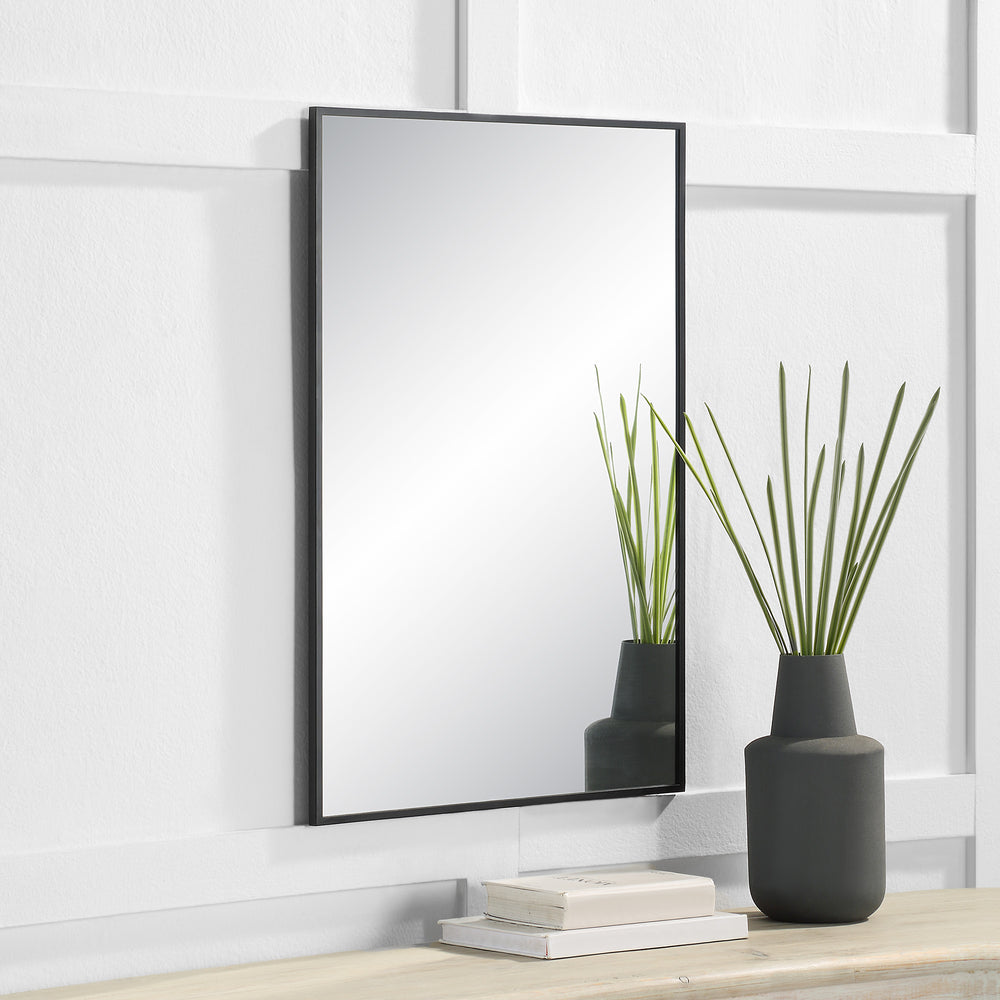 Gasel 30" Tall Rectangle Wall Mirror, Black - Lifestyle Image - MT2673