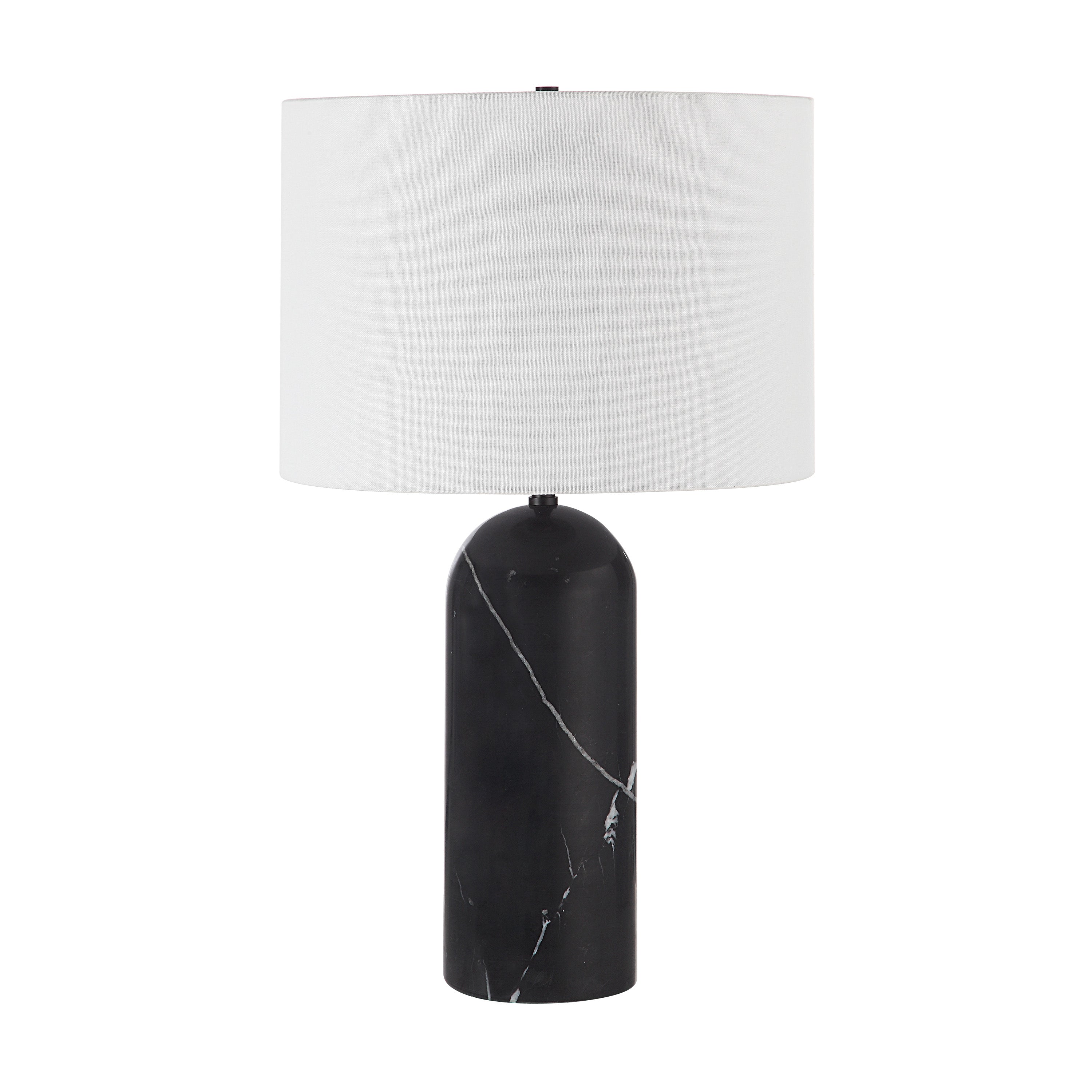 Tyne 25" Tall Powder Coated Matte Black Iron Table Lamp with Drum Linen Shade - Main Image - LPT1273