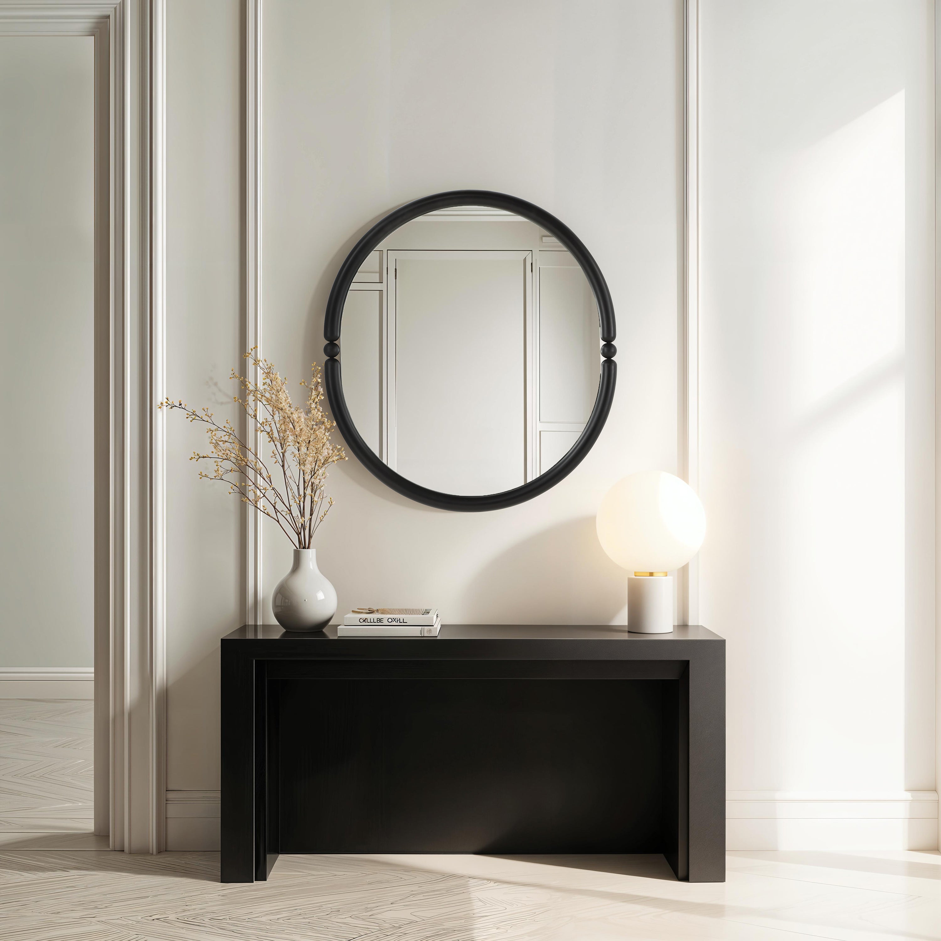 Ditto 40" H x 36" W Wall Mirror, Black - White Label Lifestyle Image - MT2757