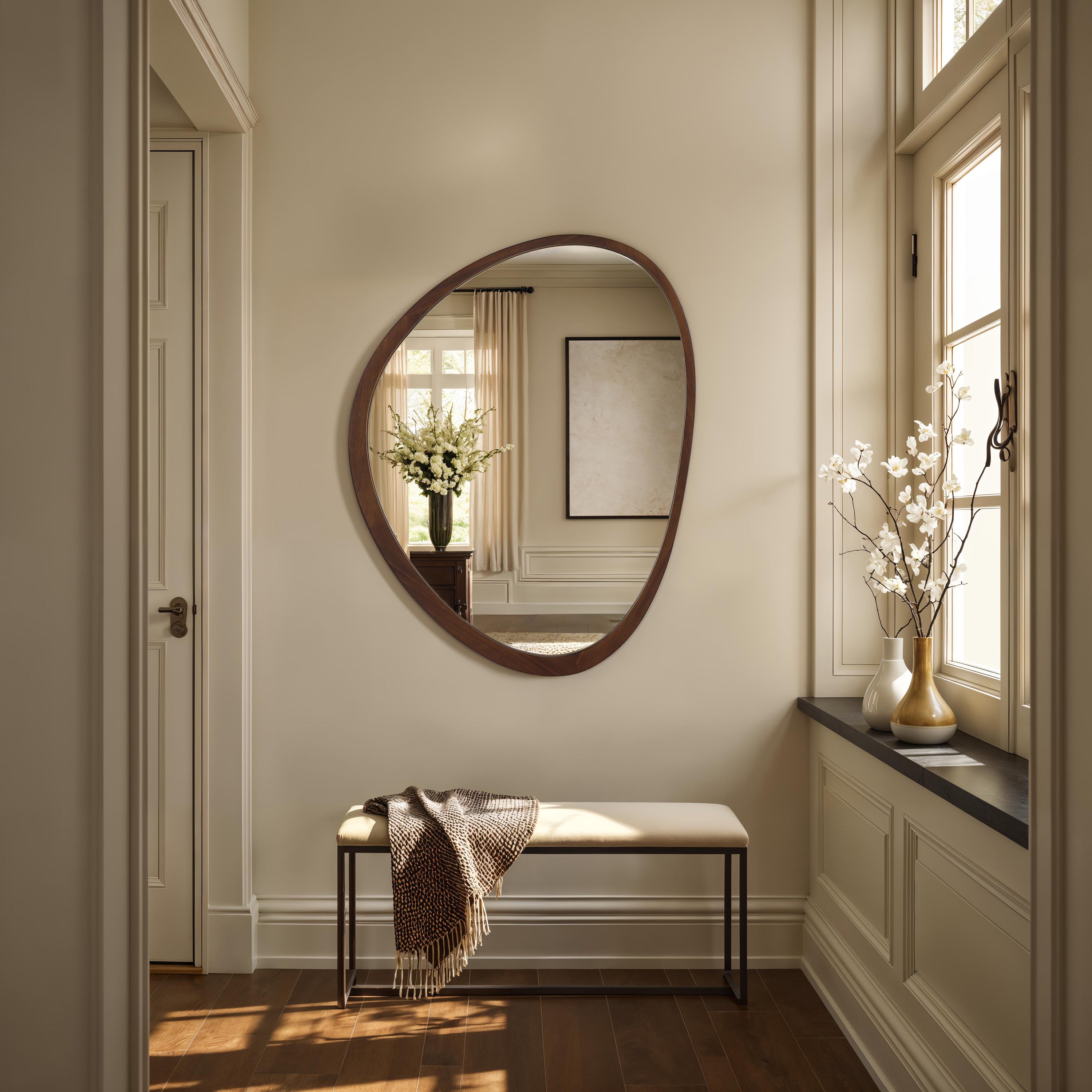 Borago 46" H x 36" W Wall Mirror, Brown - Lifestyle Image - MT2741