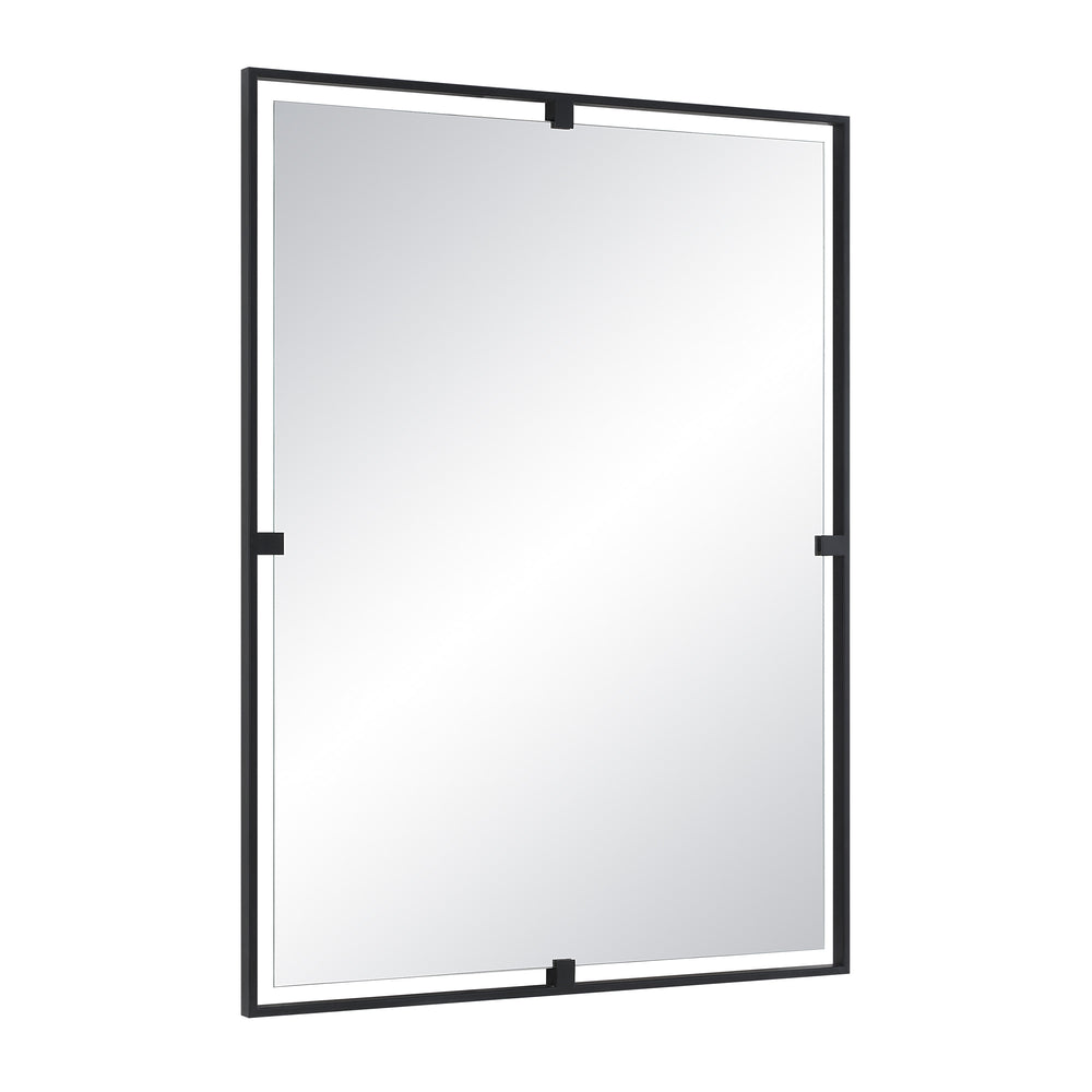 Marco 40" Tall Rectangle Wall Mirror, Black - Angle Image - MT2669