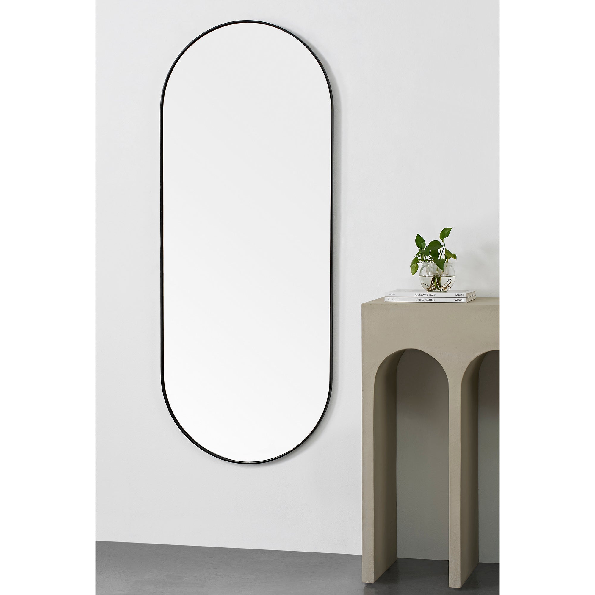 Ammar 60" Tall Oval Wall Mirror, Black - Lifestyle Image - MT2510