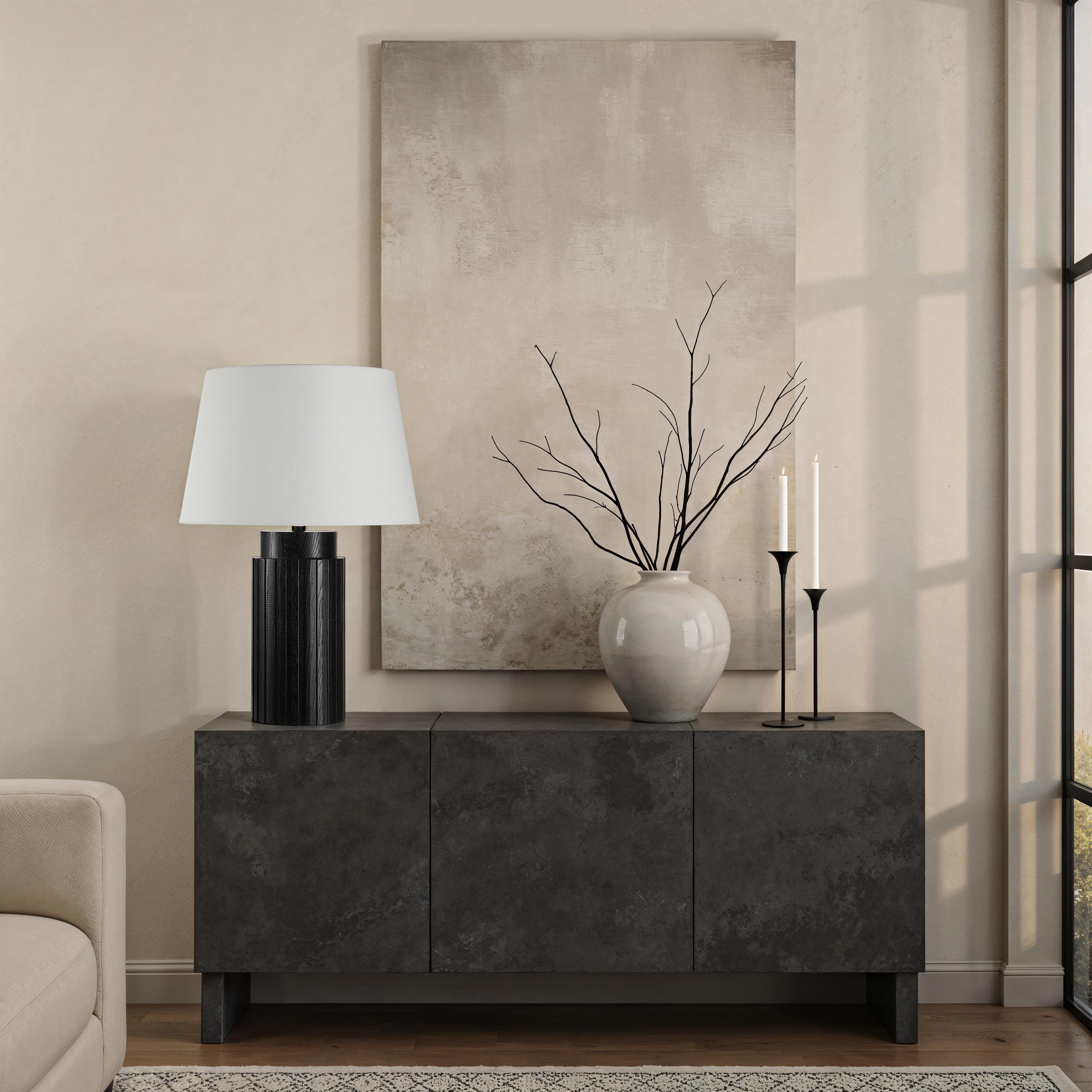 Stilus 26.0" Height Table Lamps, Matte Black - White Label Lifestyle Image - LPT1370