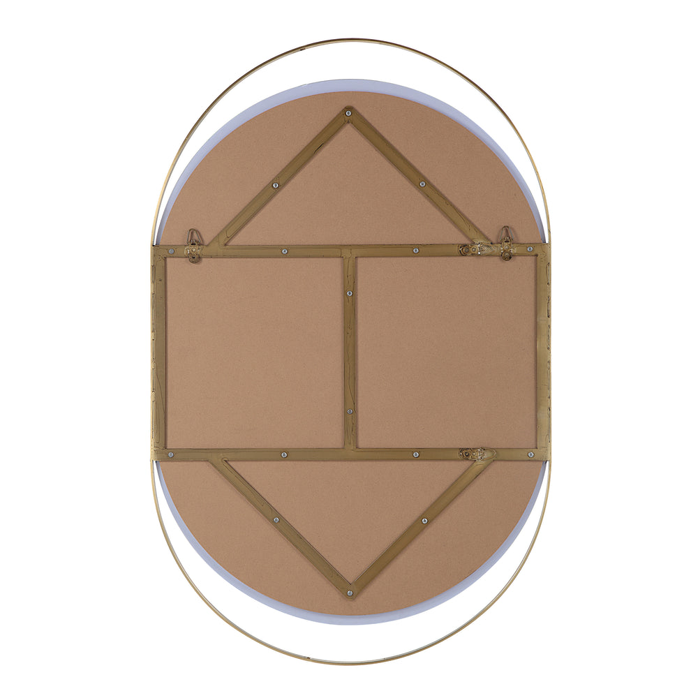 Ecru 40" Tall Pill Oval Mirror, Satin Brass - Backing Image - MT2629