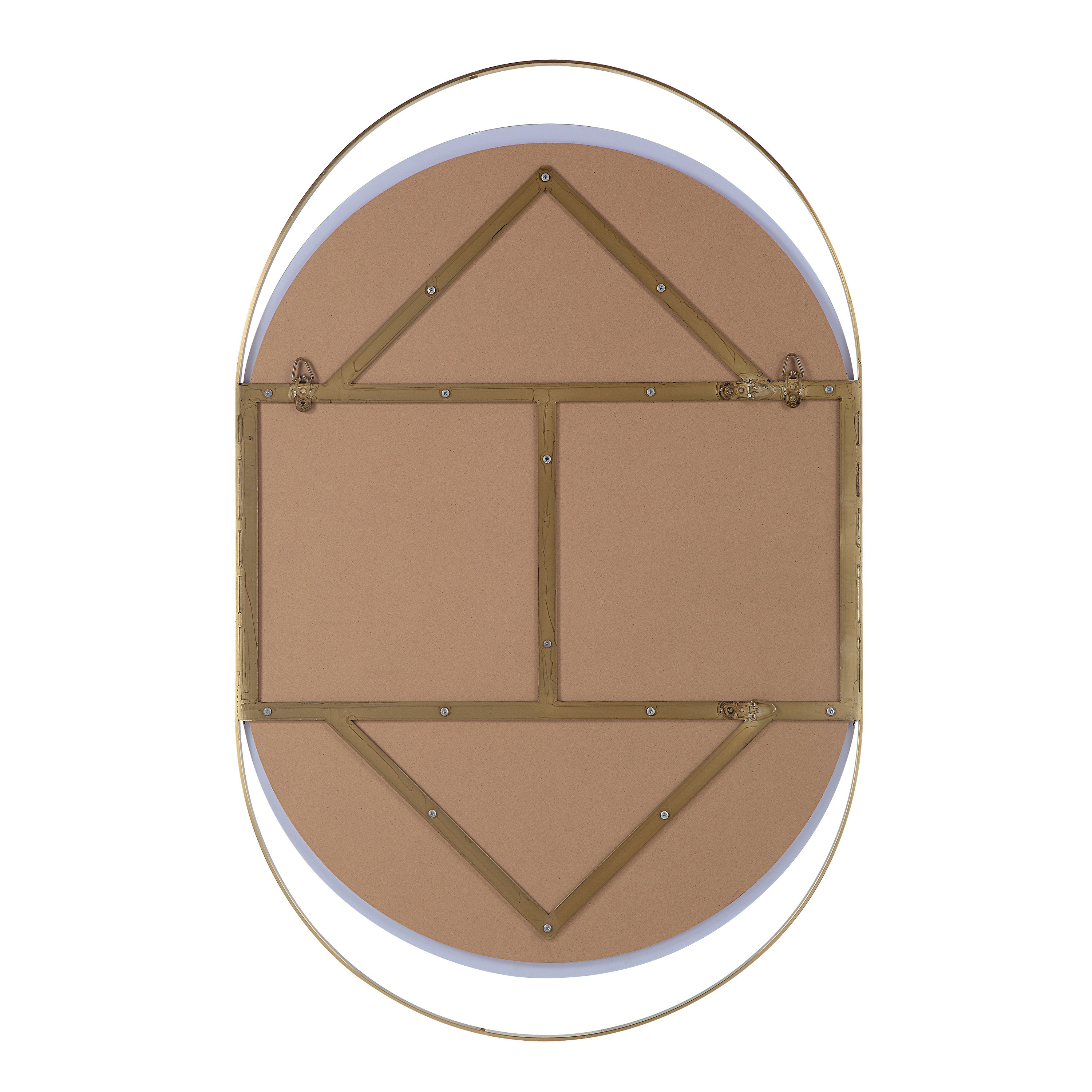 Ecru 40" Tall Pill Oval Mirror, Satin Brass - Backing Image - MT2629