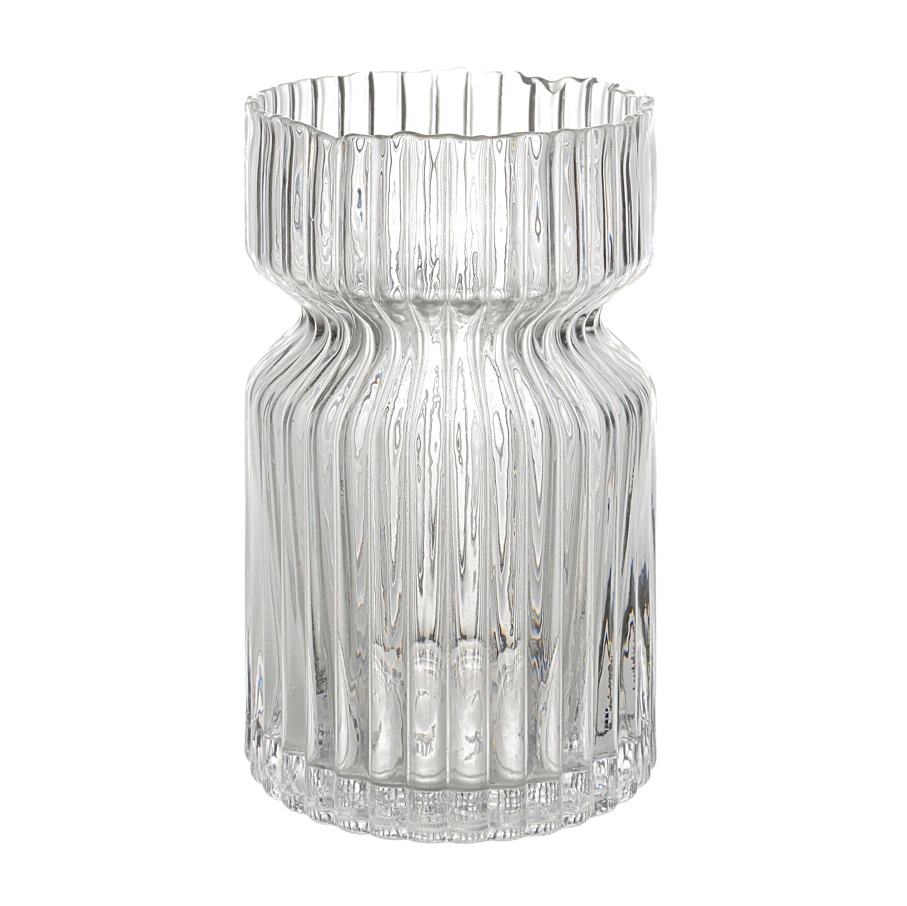 Gladys Indoor Mouth Blown Glass Glass Vase, Clear Fluted - Main Image - VAS286