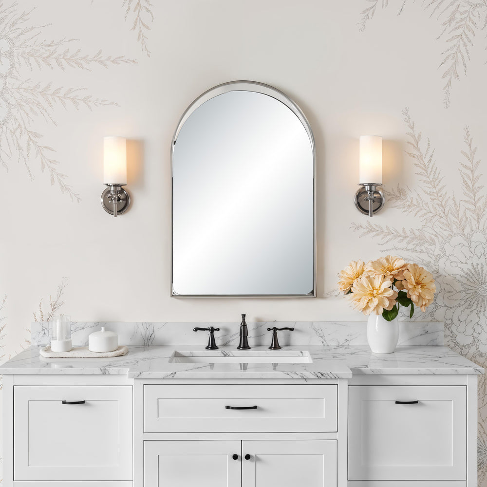 Mentha 30" H x 20" W Wall Mirror, Silver - White Label Lifestyle Image - MT2730