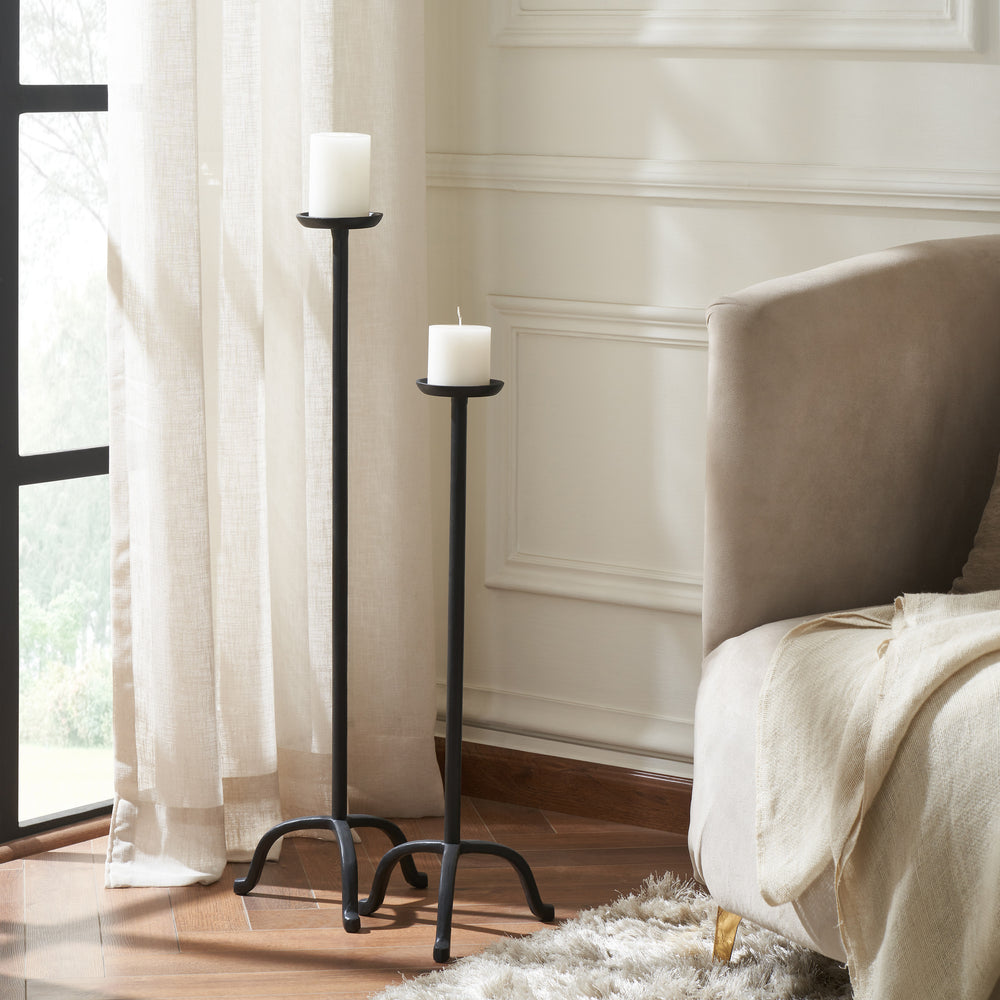 Agra Candle Holder, Matte Black - Lifestyle Image - CAN188