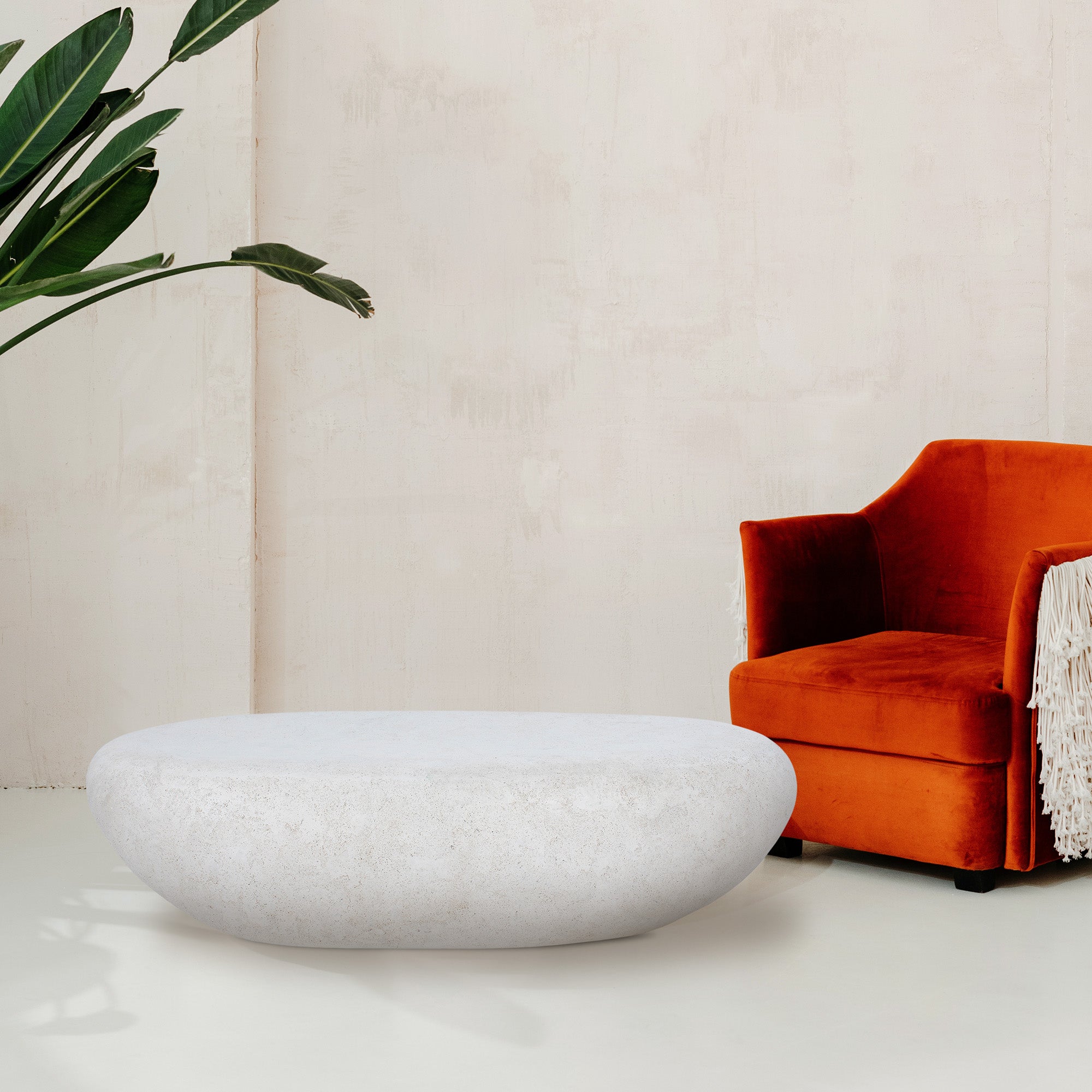 Minda Both Volcanic Stone Bench, Natural - Lifestyle Image - CHA073