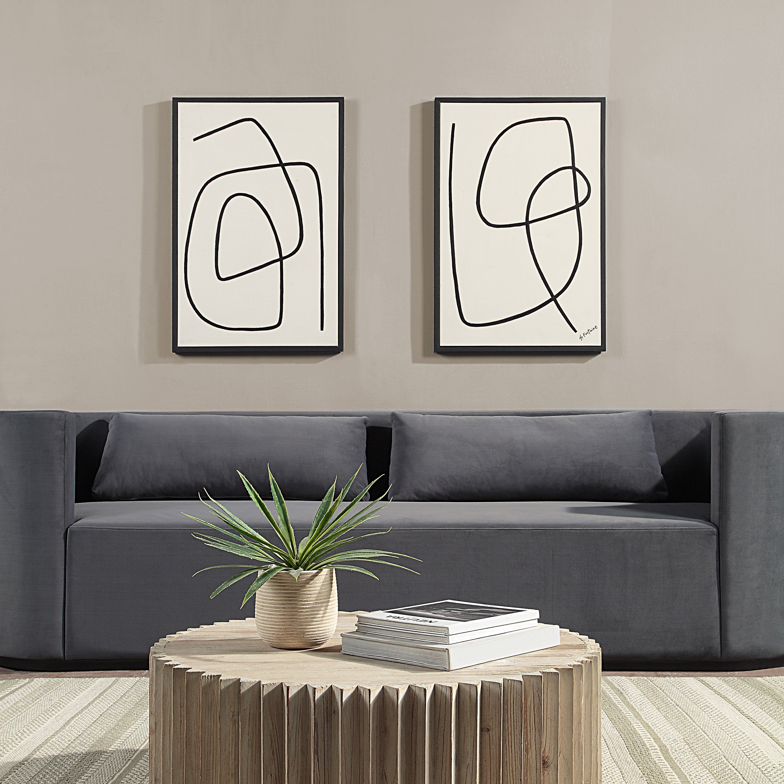 Moreau 24" Wide Canvas Art with Wood Frame, Painted Black - Lifestyle Image - OL2149