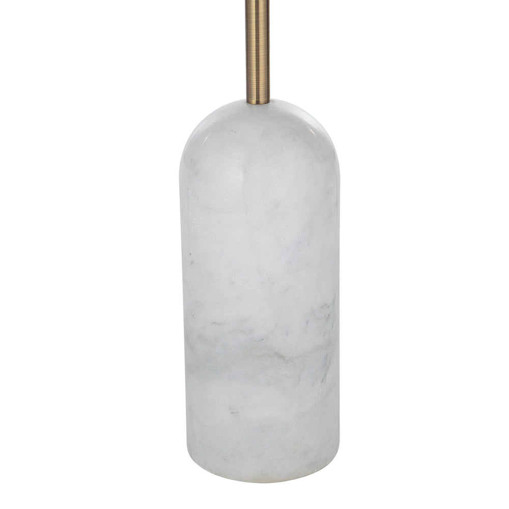 Lozica 62.5" Tall Antique Brushed Brass Floor Lamp with Drum Linen Shade - Detail Image - LPF3144