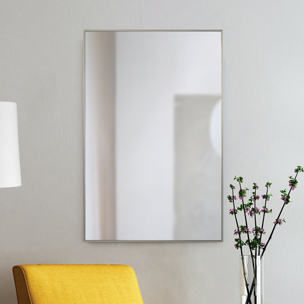 Roderick 35.5" Tall Rectangle Wall Mirror, Grey - Lifestyle Image - MT2453
