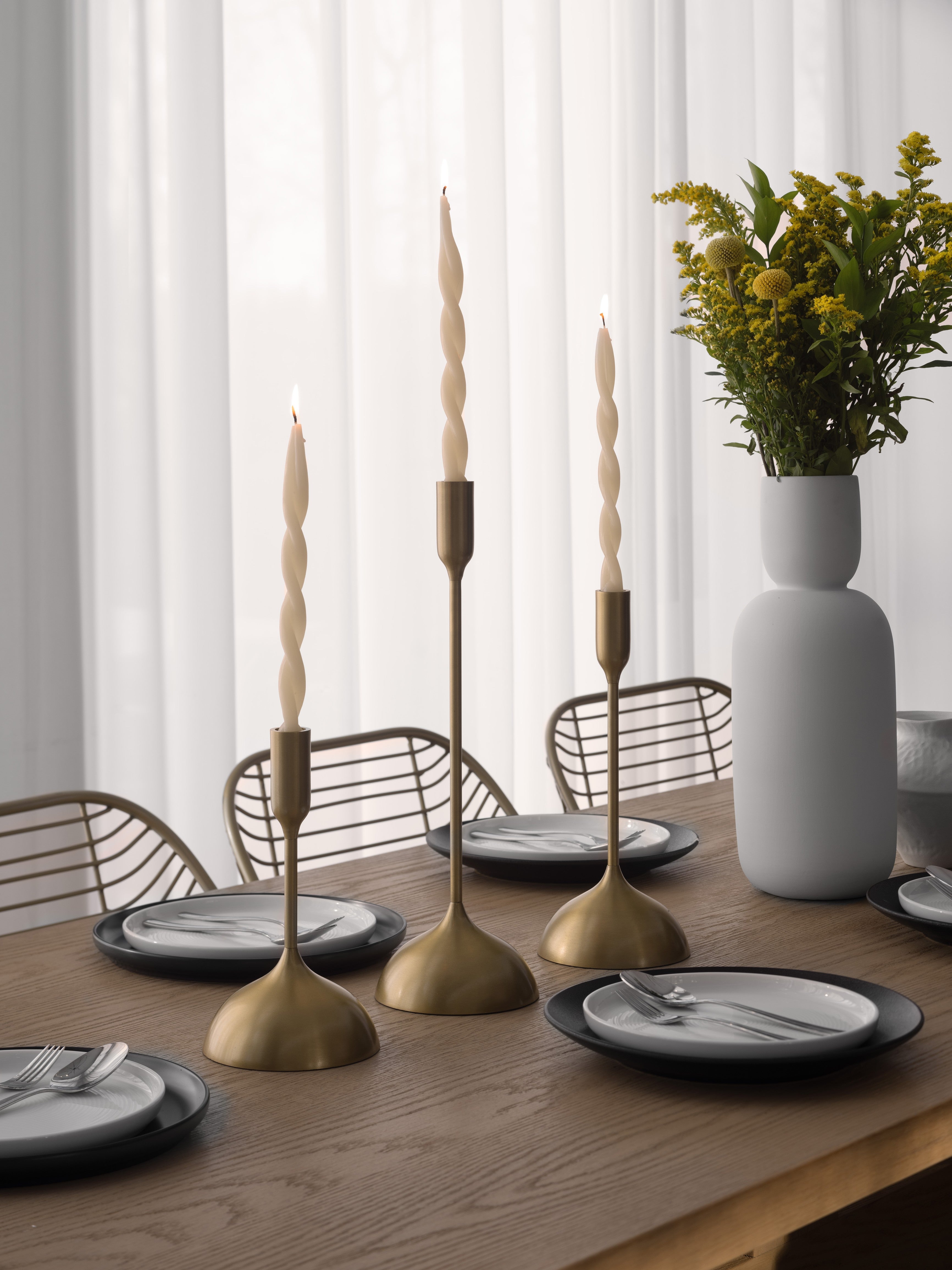 Ferris Indoor Aluminum Candle Holder, Gold - Lifestyle Image - CAN158