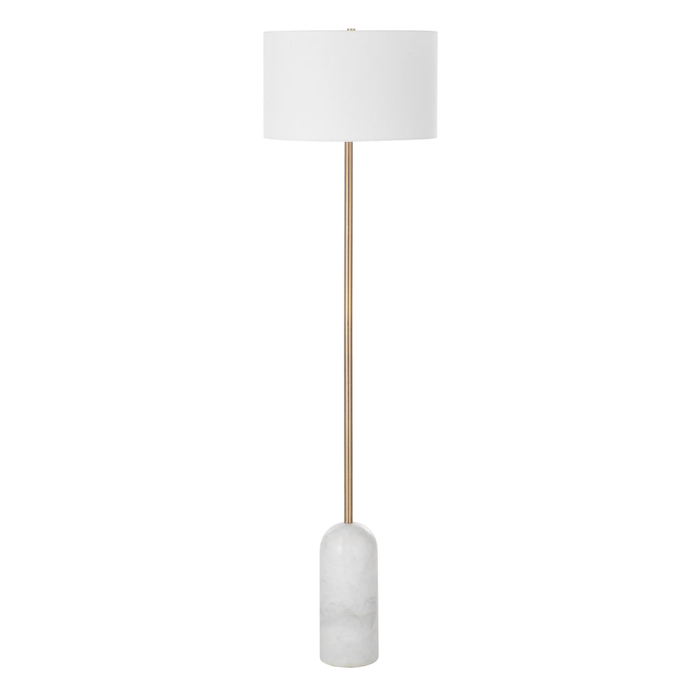 Lozica 62.5" Tall Antique Brushed Brass Floor Lamp with Drum Linen Shade - Main Image - LPF3144