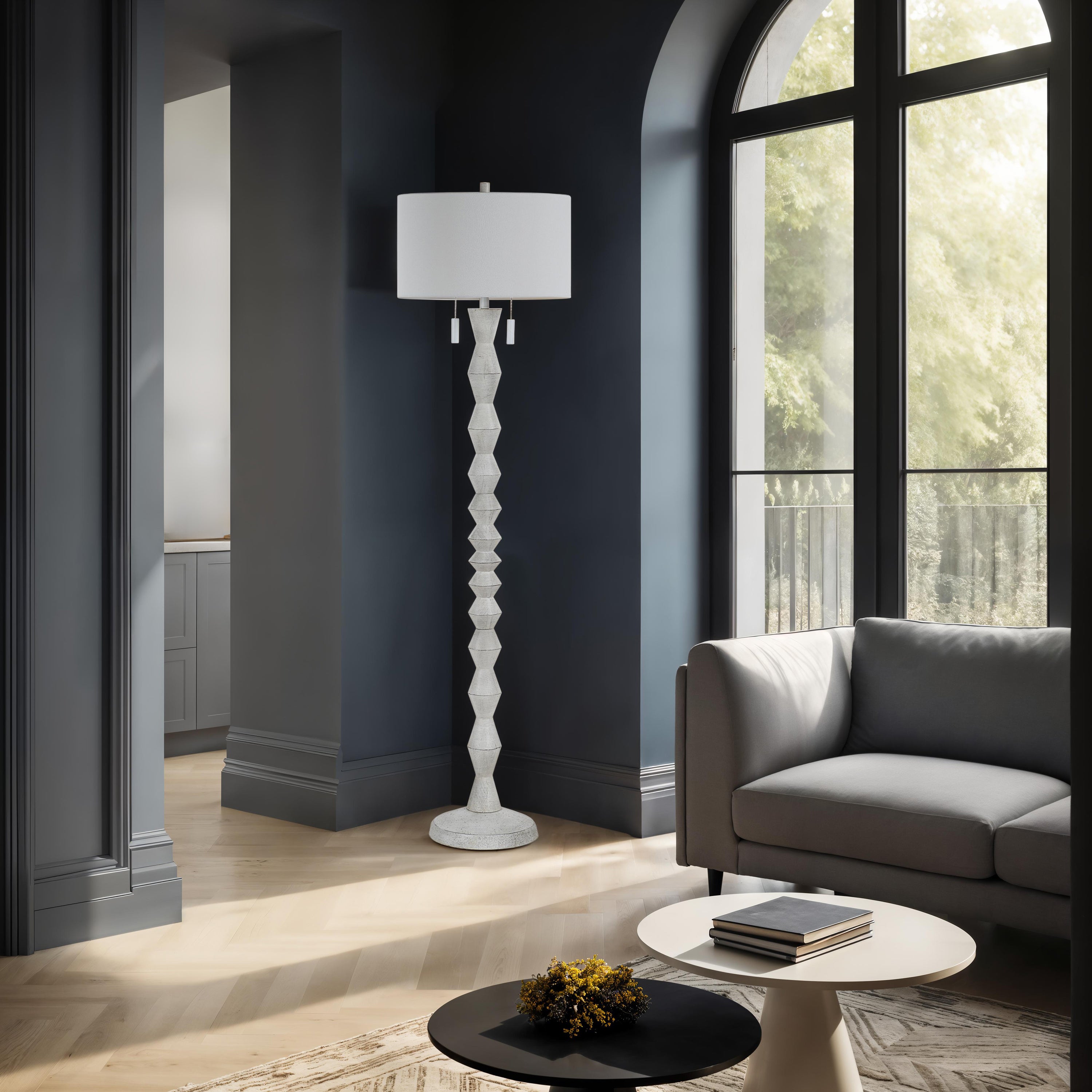 Sorriso 75.0" Height Floor Lamps, White Wood Texture - Lifestyle Image - LPF3193EV