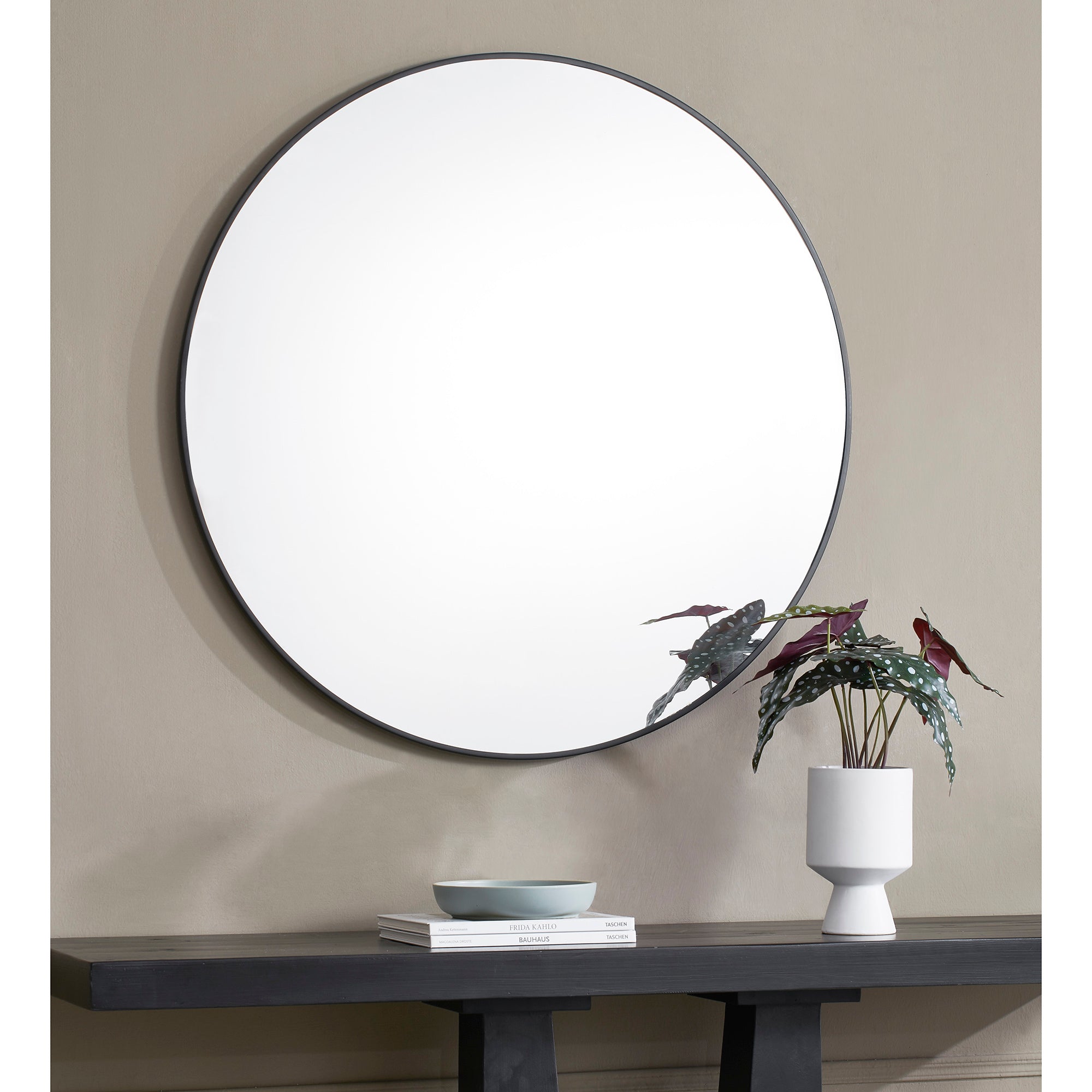 Posadas 36" Tall Round Wall Mirror, Black - Additional Images - MT2527