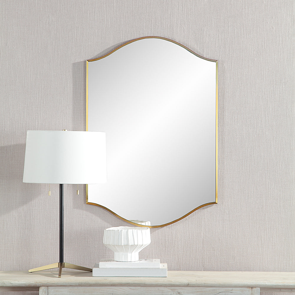 Florianne 36" Tall Rectangular Arch Mirror, Champagne - Lifestyle Image - MT2617