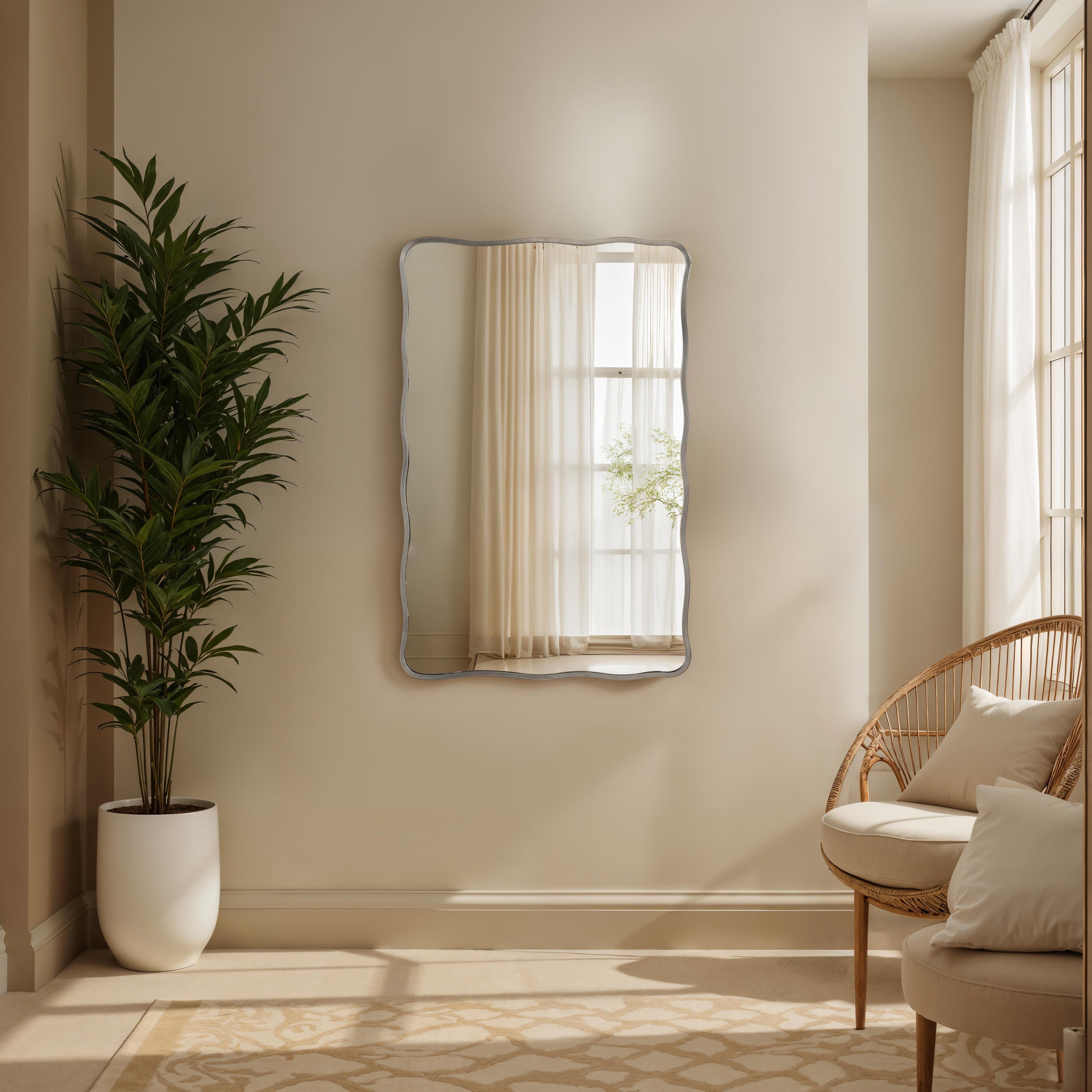 Balsa 36" H x 24" W Wall Mirror, Silver - Lifestyle Image - MT2736