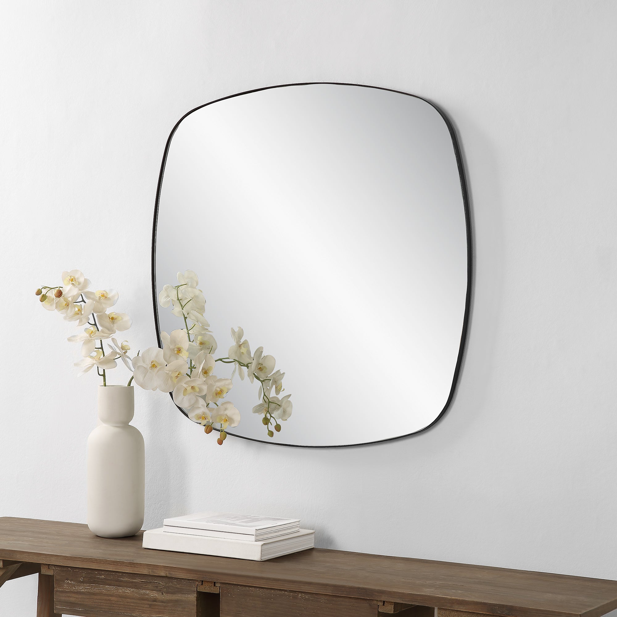 Sparti 36" Tall Square Wall Mirror, Black - Lifestyle Image - MT2534